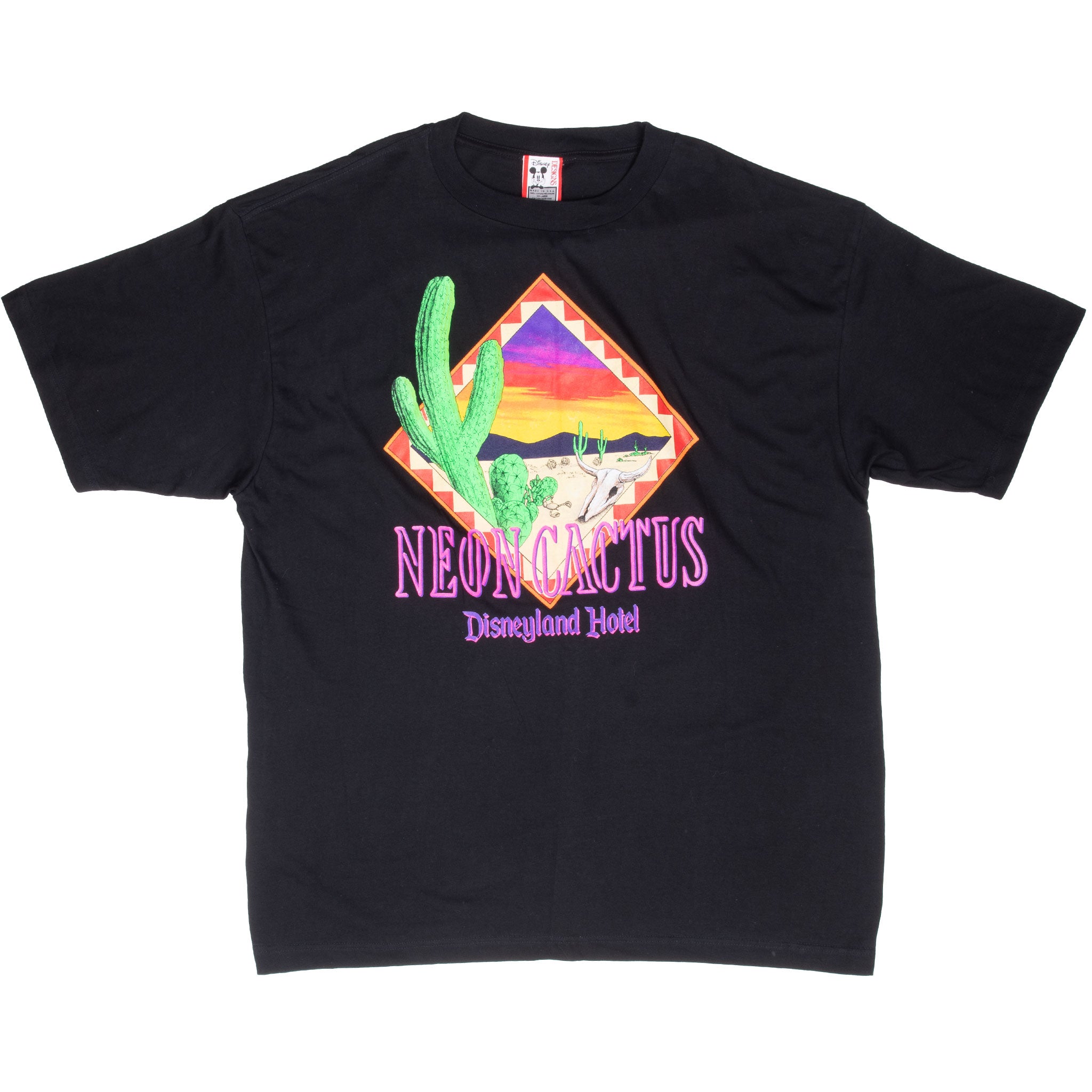 Vintage Disneyland Neon Cactus Hotel 1990S Tee Shirt Size 2Xl Made In Usa With Single Stitch Sleeves