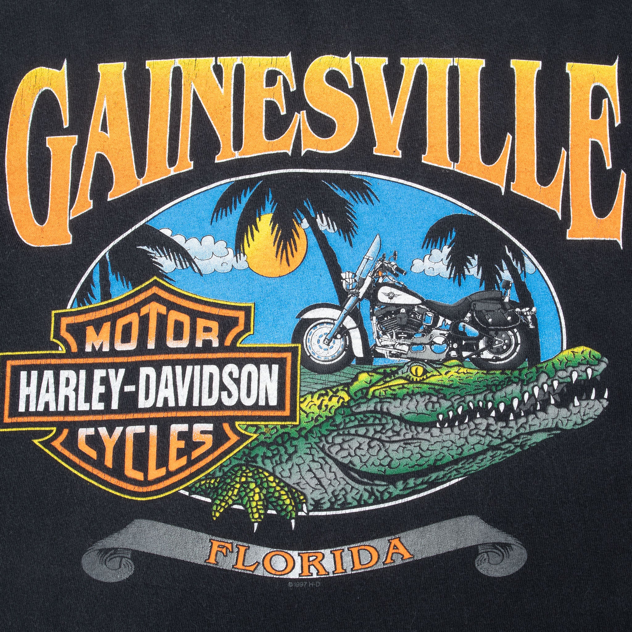 Vintage Harley Davidson Gainsville Florida Tee Shirt 1999 Size Medium Made In Usa