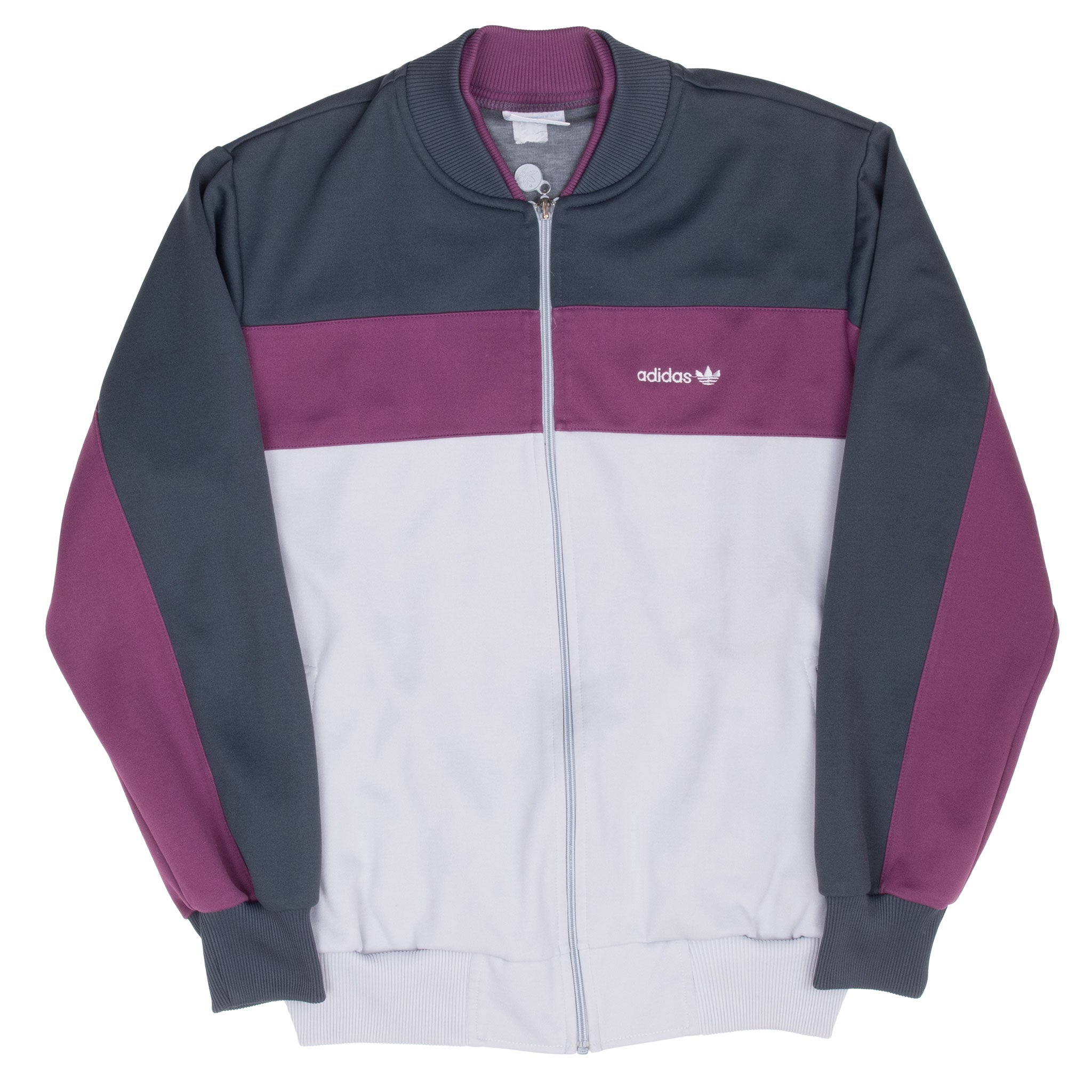 Vintage Adidas Grey And Purple Track Jacket 1980S Size Large