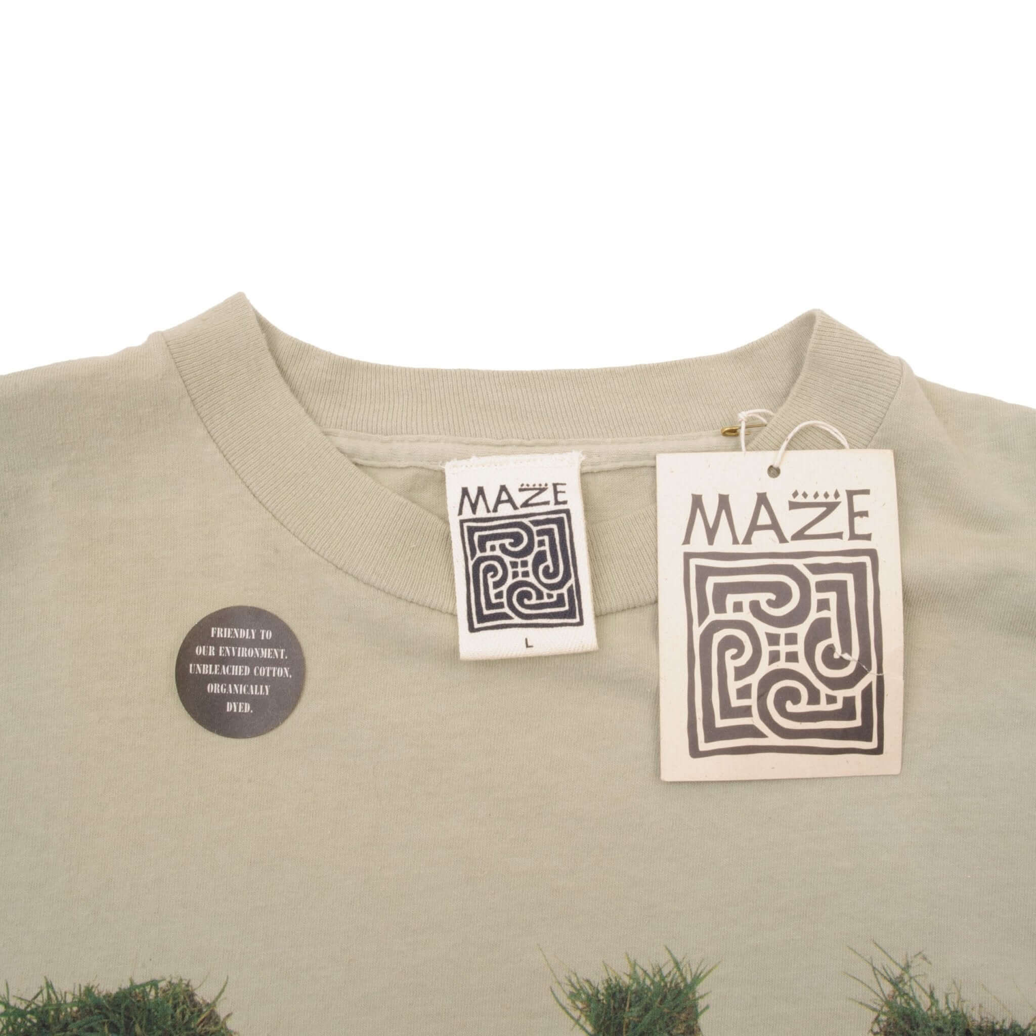 Vintage Maze Golf Tee Shirt 1993 Size Large Made In USA With Single Stitch Sleeves. Deadstock with tags