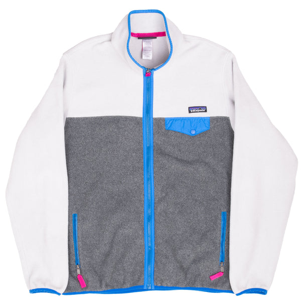 Vintage Patagonia Snap T Synchilla Zip Up Grey And White Woman Fleece Jacket Size Large