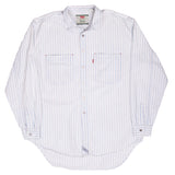Vintage Levis Blue And White Striped Pocket Shirt 1990S Size Large