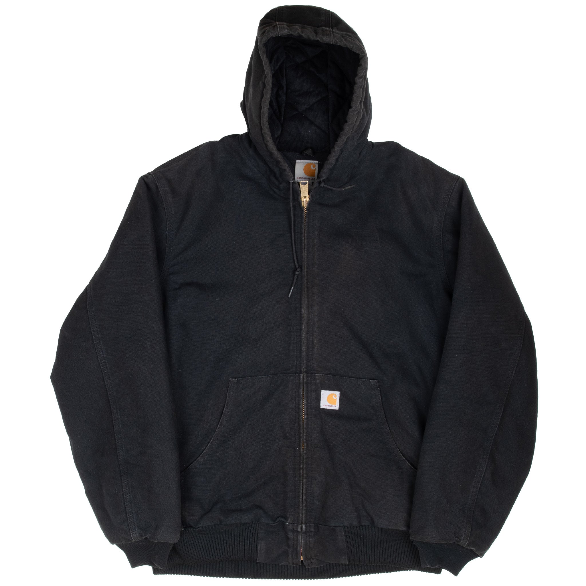 Vintage Carhartt Black Hooded Active Jacket J140Blk Size Large Tall Made in USA
