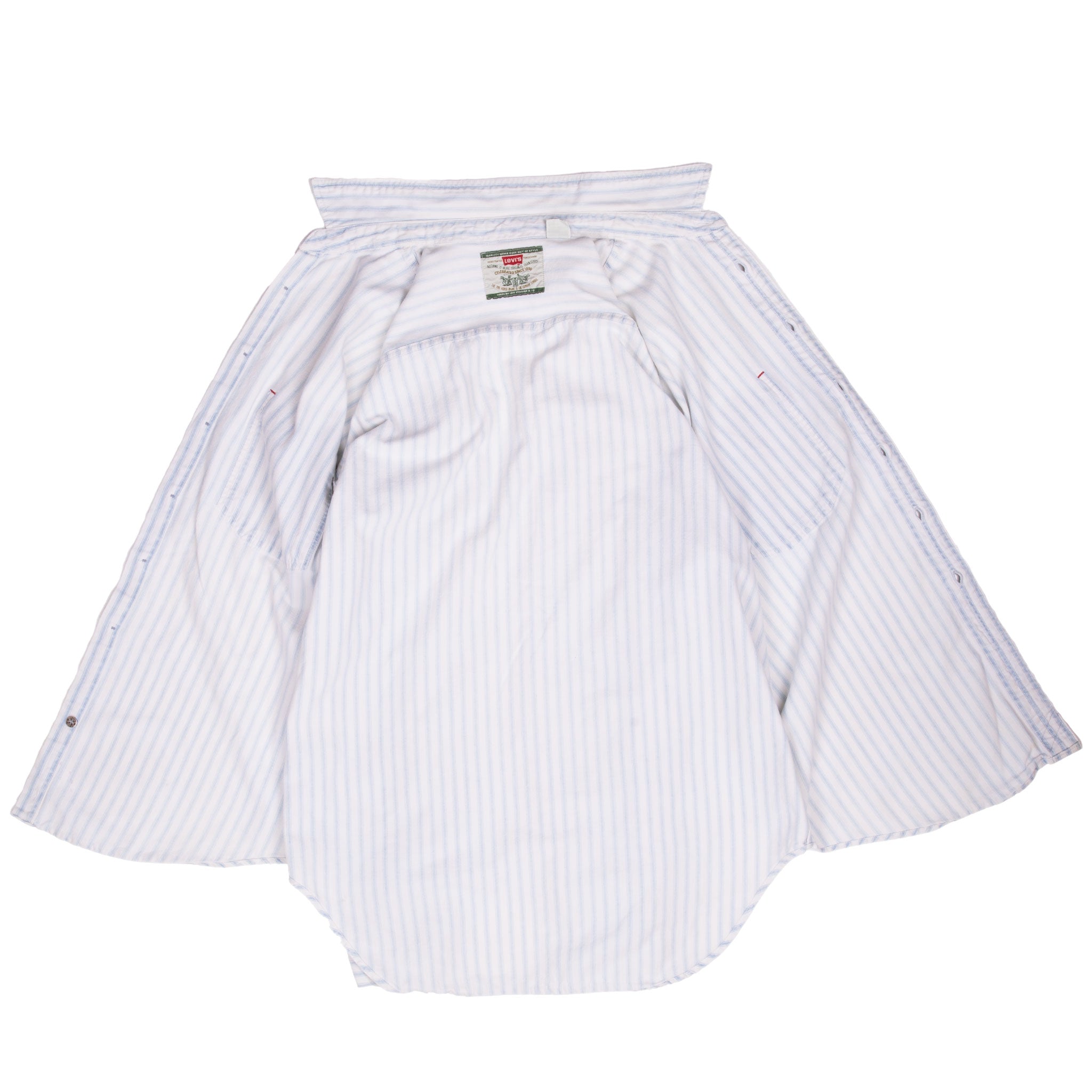 Vintage Levis Blue And White Striped Pocket Shirt 1990S Size Large