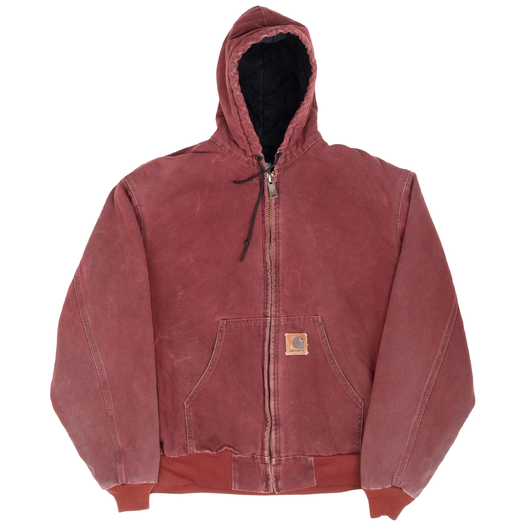 Vintage Carhartt Crimson Red Hooded Active Jacket 2000 J168Brk Size Large