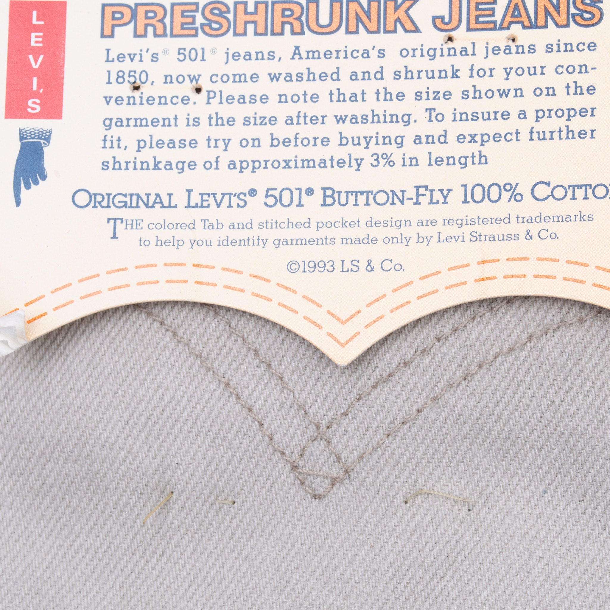 VINTAGE LEVIS 501 BEIGE PRESHRUNK JEANS 1993 SIZE 30X32 W30 L32 MADE IN USA DEADSTOCK