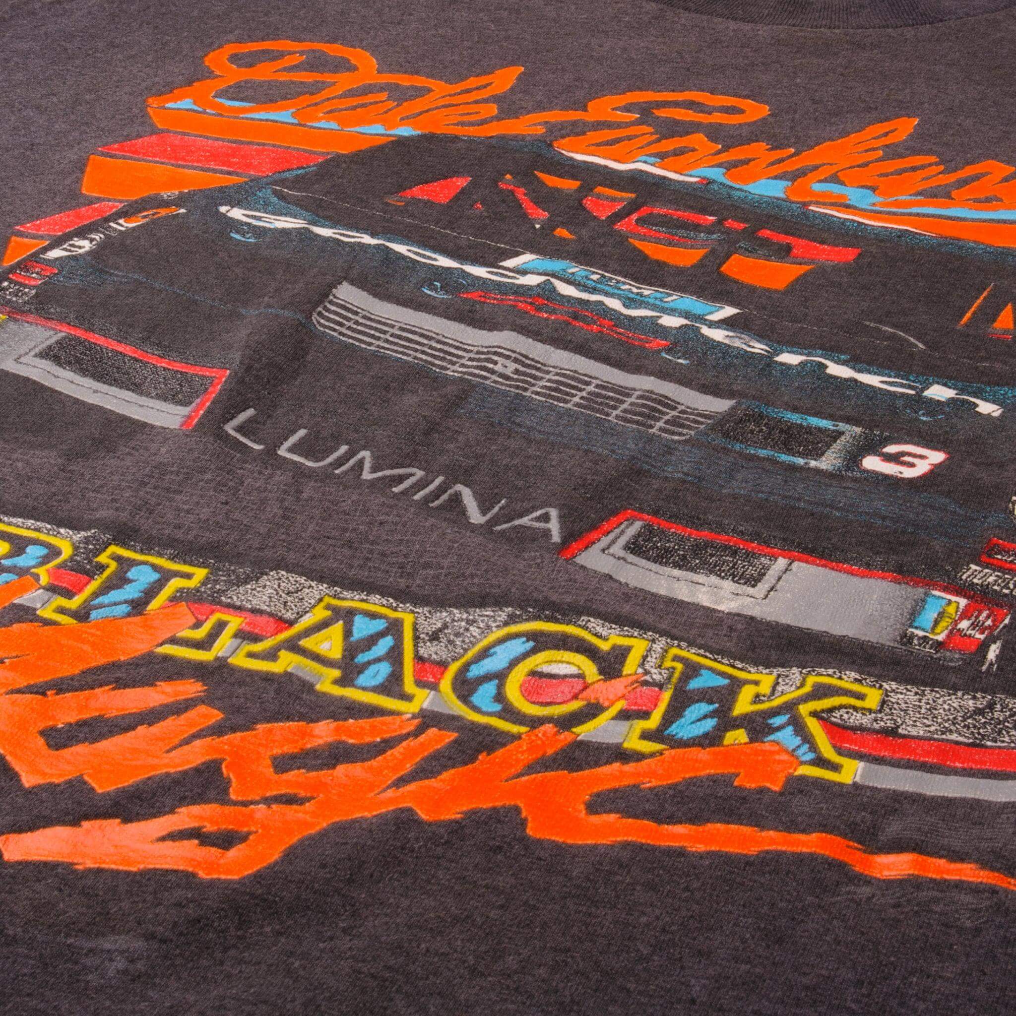 Vintage Nascar Dale Earnhardt "Black Magik" Tee Shirt 1990 Size L With Single Stitch Sleeves. Made in USA