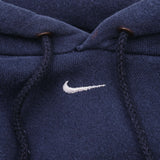 Vintage Navy Blue Nike Center Swoosh Hoodie With Back Spell out Nike 1990S Size Large Made In USA Travis Scott