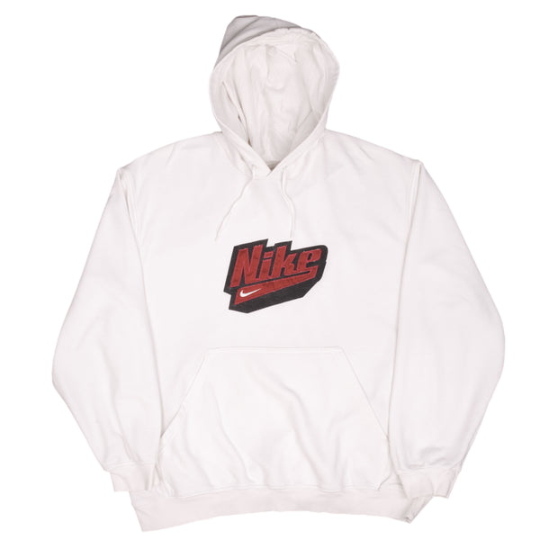 Vintage Nike Spellout Swoosh White Hoodie Sweatshirt 2000S Size XL