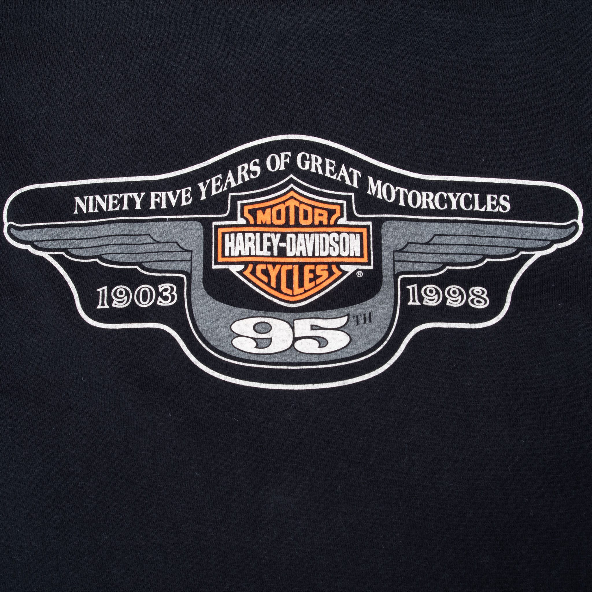 VINTAGE HARLEY DAVIDSON 95TH ANNIVERSARY LONG SLEEVE TEE SHIRT 1998 MEDIUM