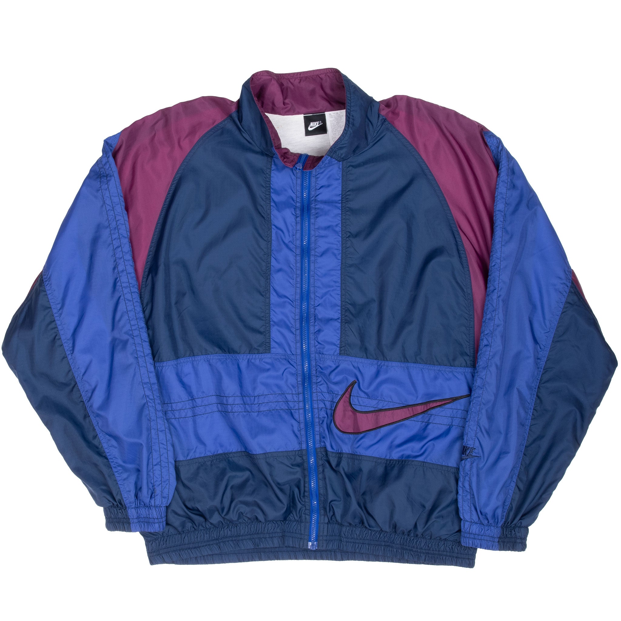 Vintage Nike Big Swoosh Blue Windbreaker Jacket 1990S Size Large