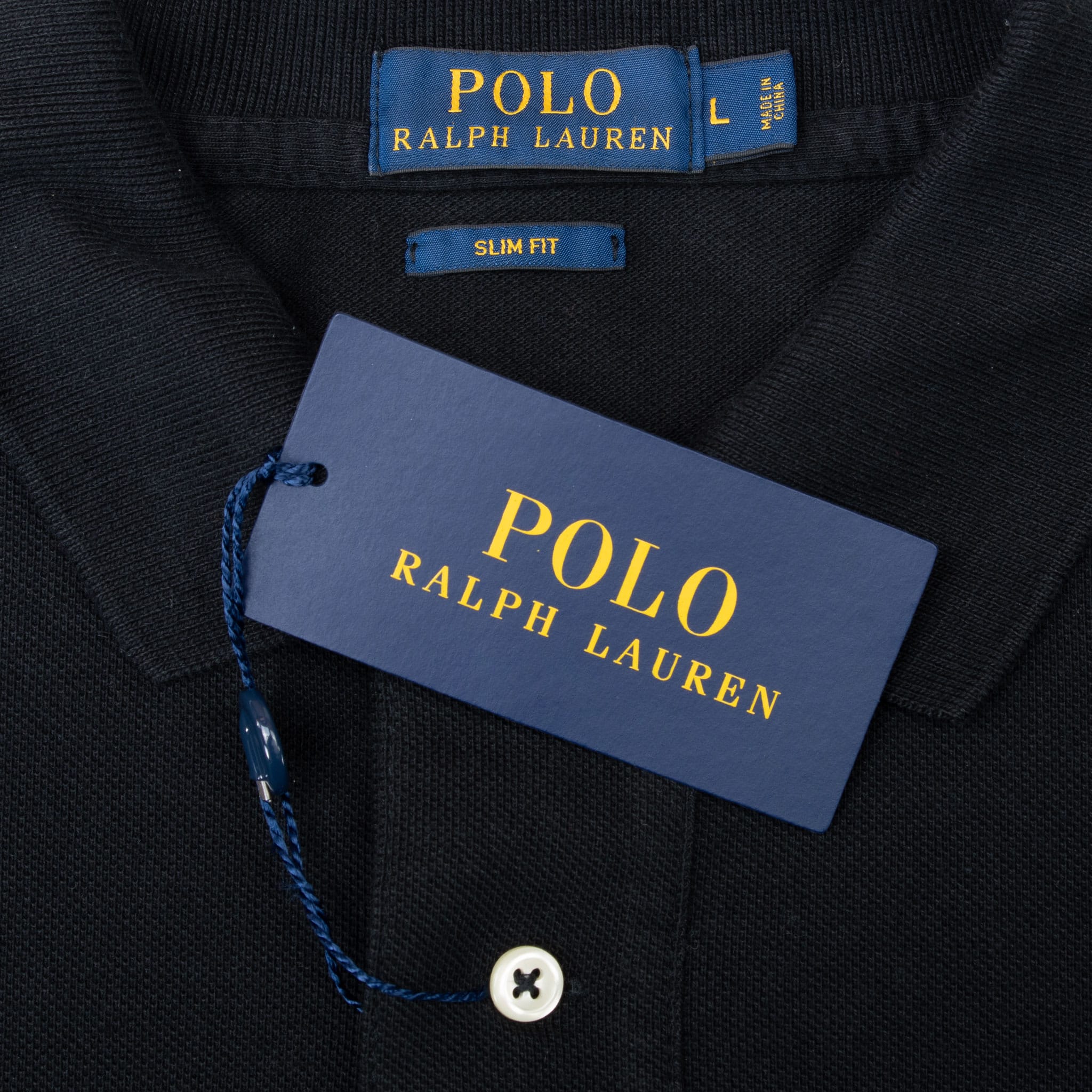 VINTAGE RALPH LAUREN BLACK LONG SLEEVE POLO SHIRT SIZE LARGE DEADSTOCK