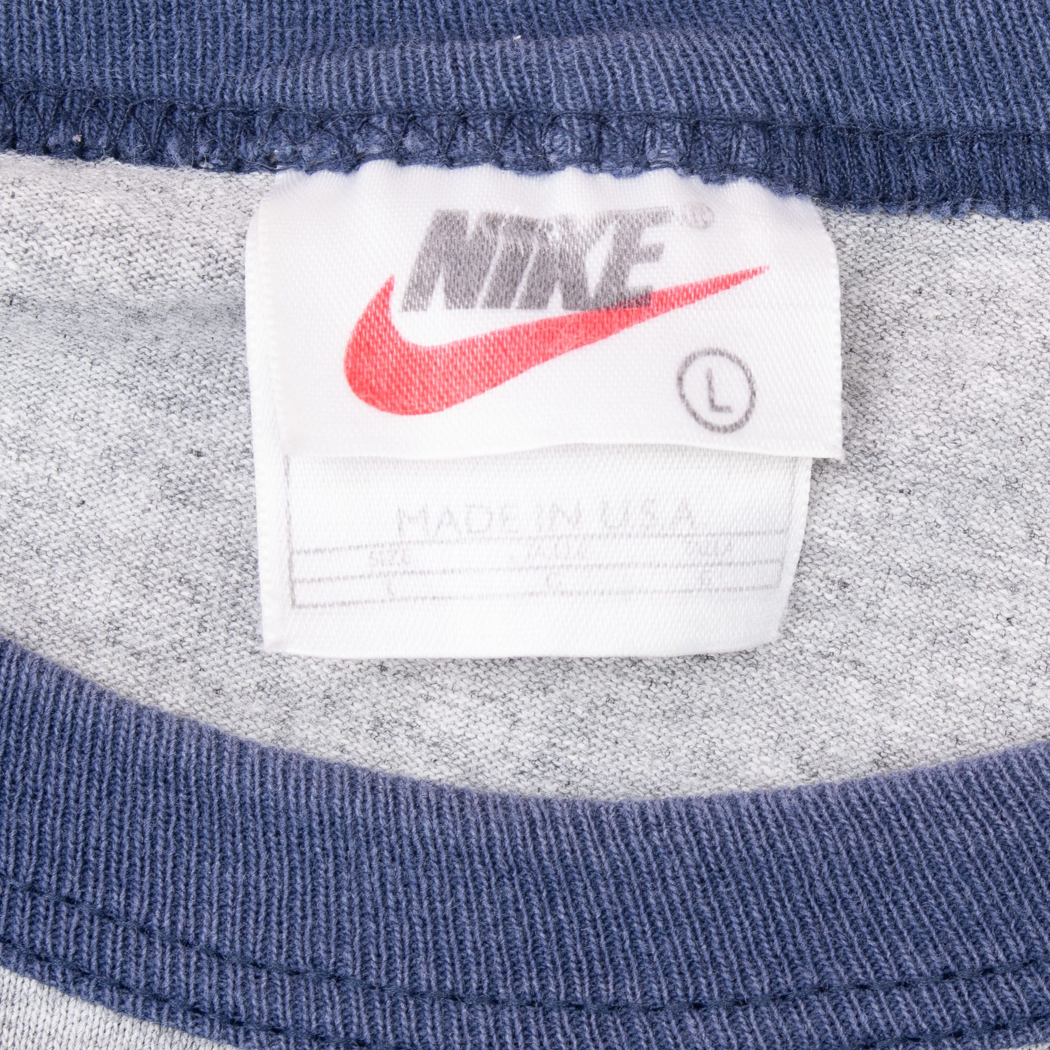 VINTAGE NIKE AIR LONG SLEEVE GREY TEE SHIRT 1990S SIZE LARGE MADE IN USA