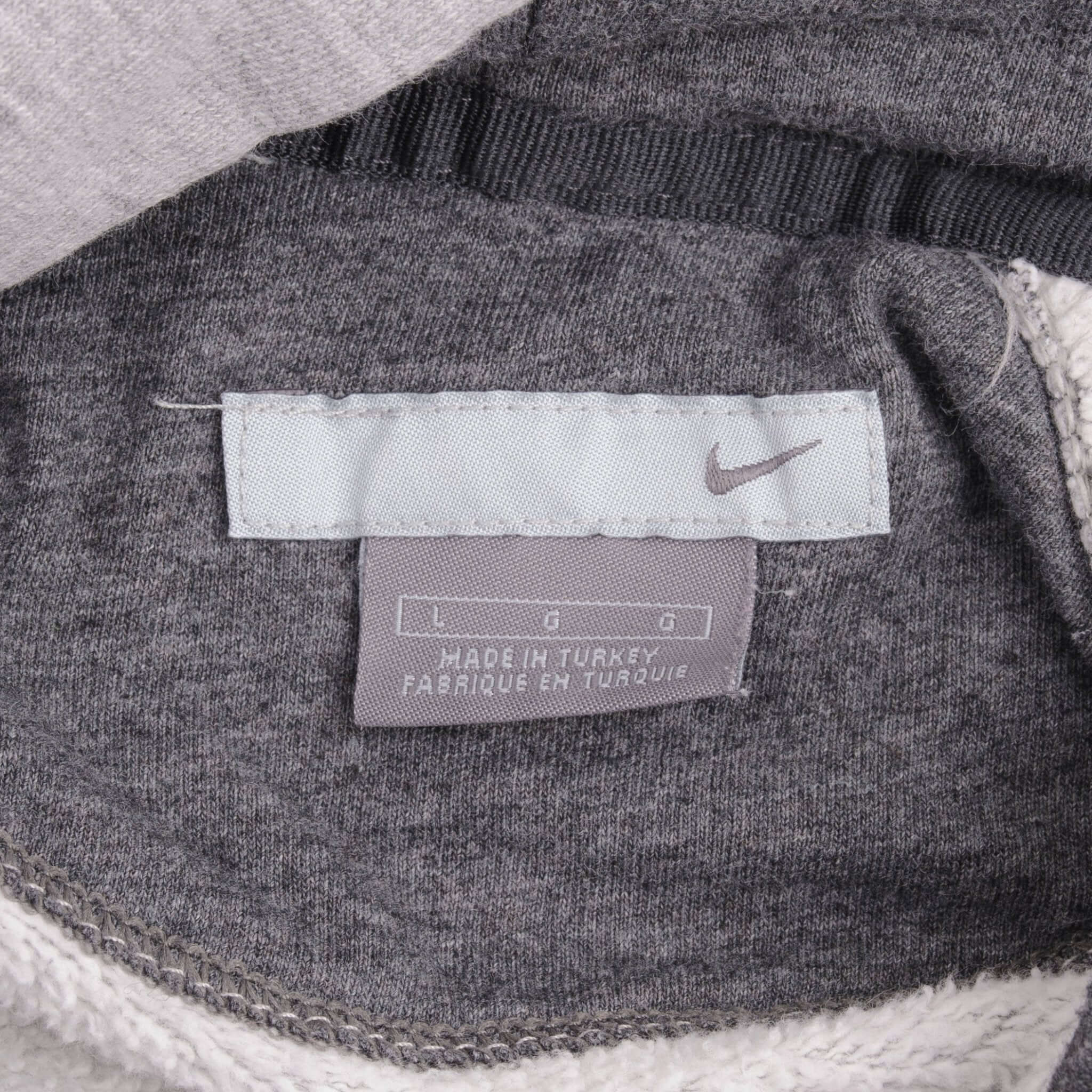 Vintage Nike Spellout Swoosh Gray Hoodie Sweatshirt Late 2000S Size Large