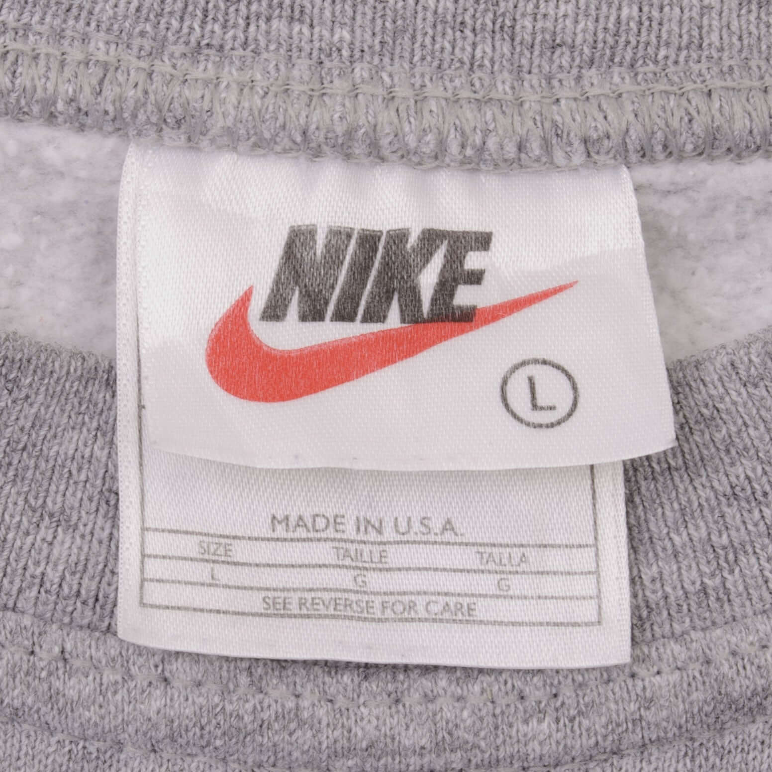 Vintage Nike Classic Swoosh Gray Crewneck Sweatshirt 1990S Size Large Made In USA