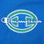 Close-up of blue, green and white Champion chest embroidery