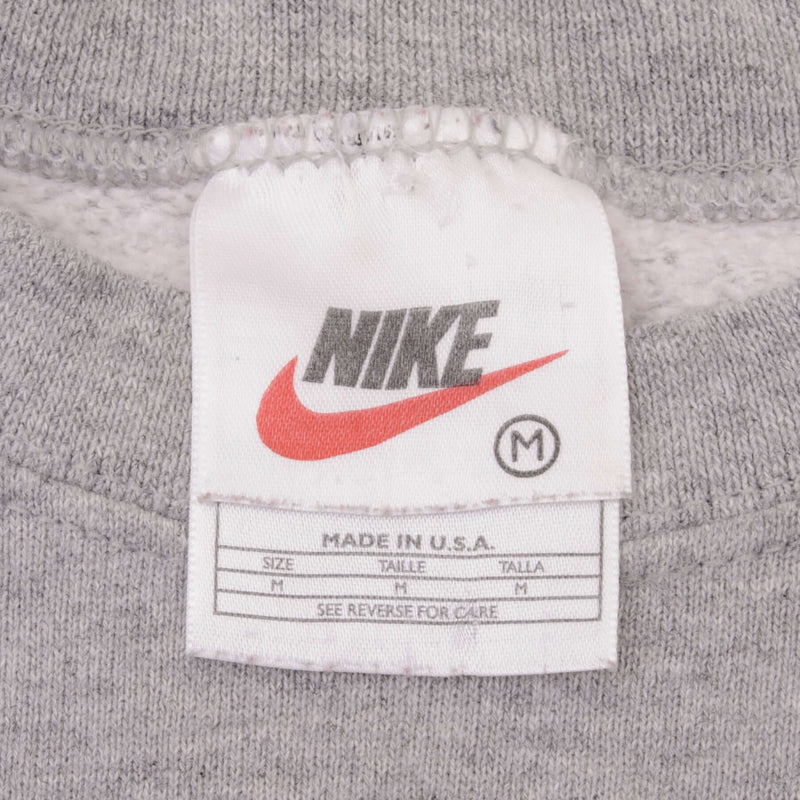 Vintage Nike Classic Swoosh Gray Crewneck Sweatshirt 1990S Size Medium Made In USA