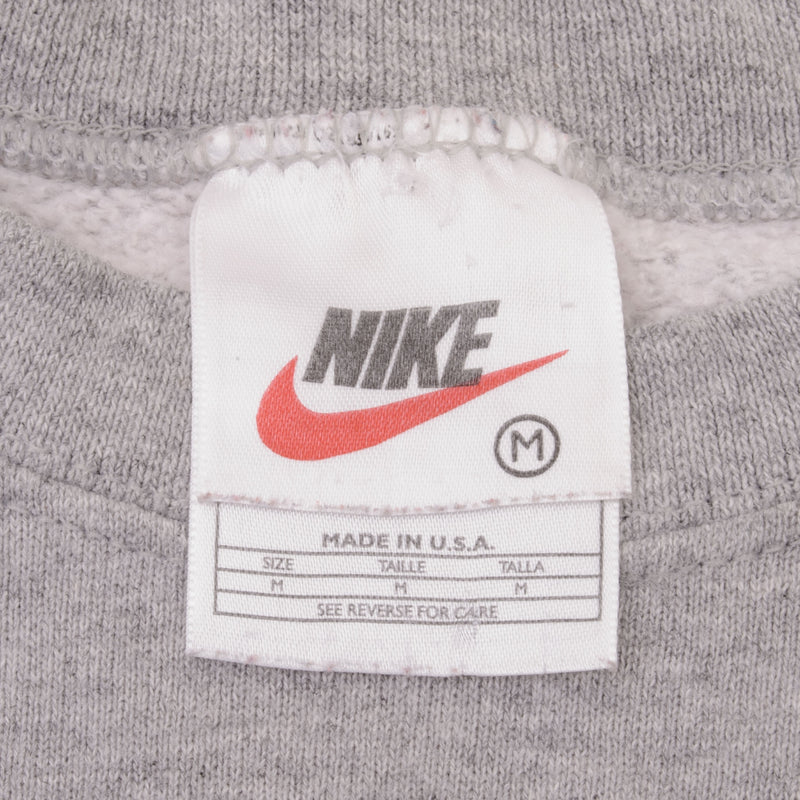 Vintage Nike Classic Swoosh Gray Crewneck Sweatshirt 1990S Size Medium Made In USA