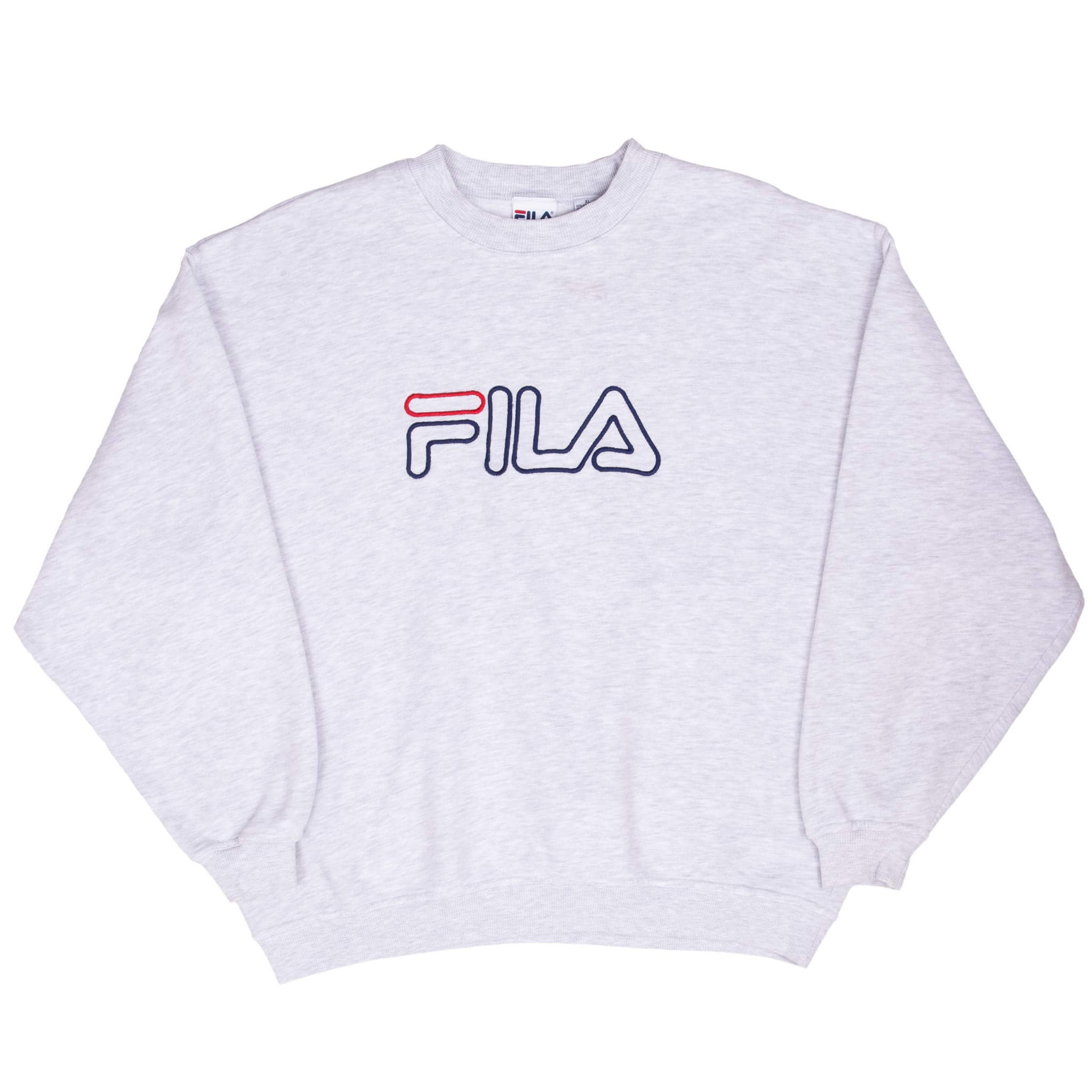 VINTAGE FILA EMBROIDERED GREY SWEATSHIRT 1990S XL