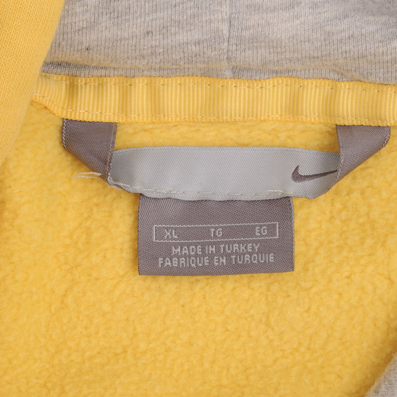 Vintage Nike Spellout Swoosh Yellow Hoodie Sweatshirt Late 2000S Size XL
