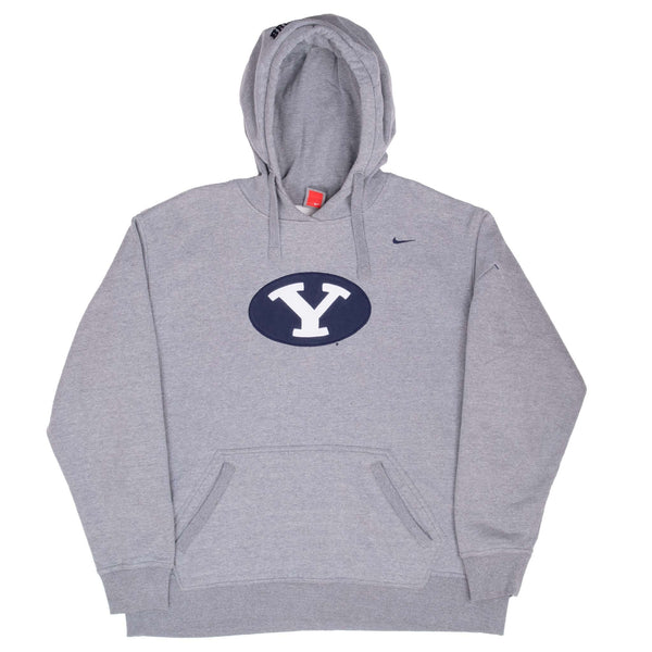 Vintage Nike Ncaa Byu Brigham Young Grey Hoodie Sweatshirt 2000S Size XL
