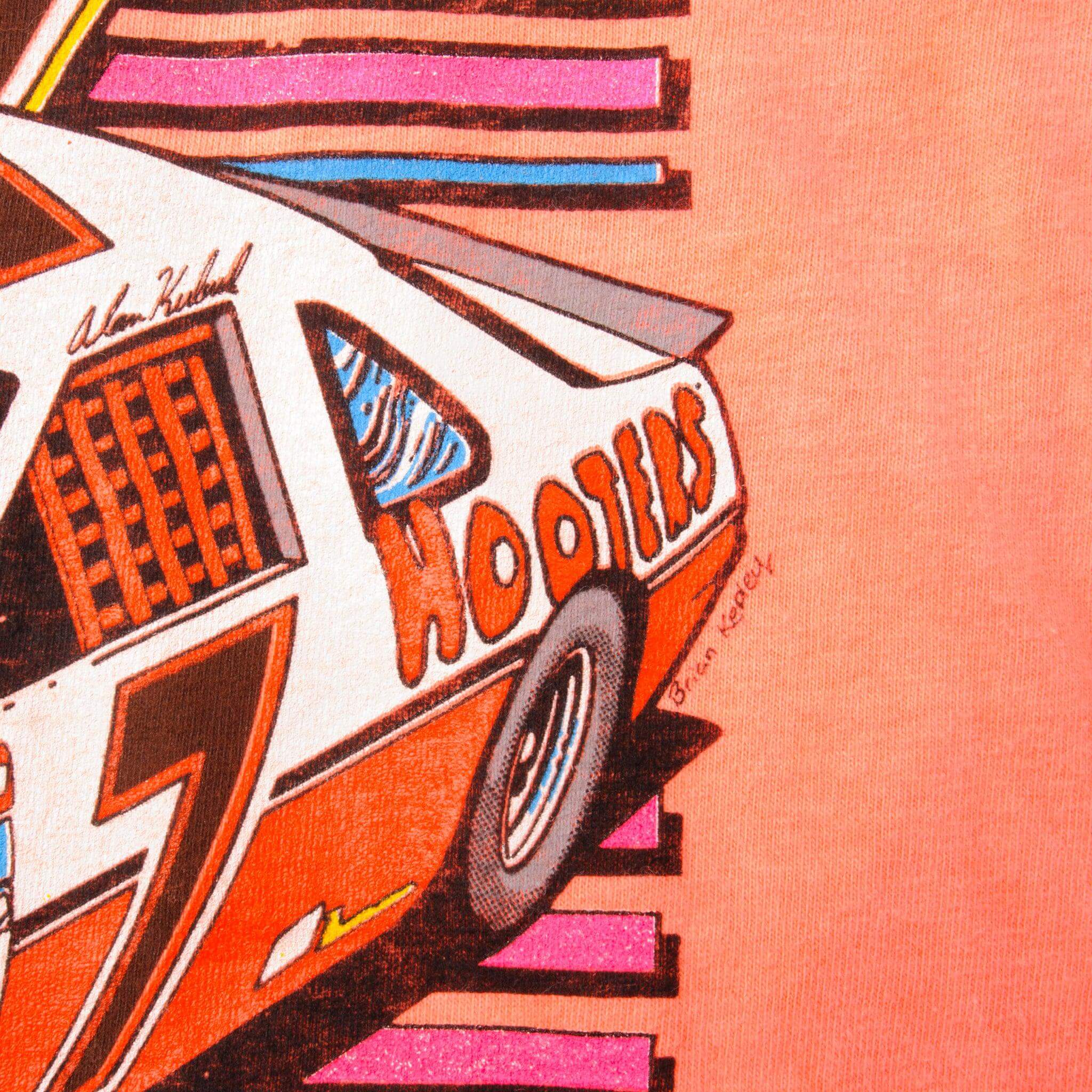 Vintage Nascar Alan Kulwicki Hooters Race Team Tee Shirt 1990s Size M With Single Stitch Sleeves. Made in USA