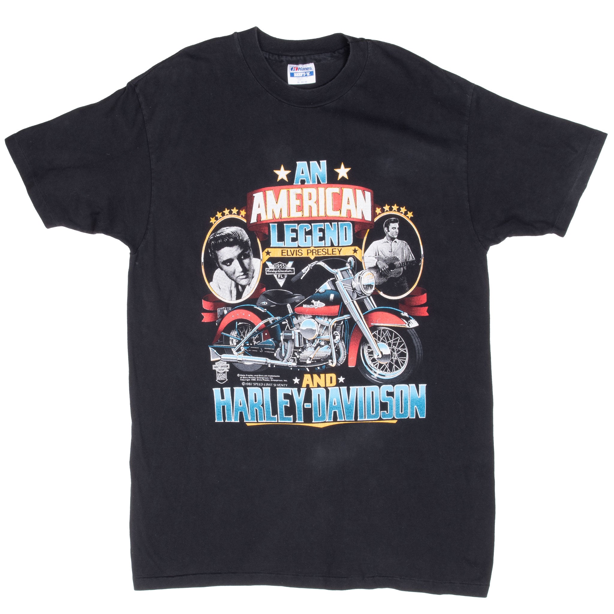 Vintage Harley Davidson An American Legend Elvis Presley Tee Shirt 1987 Size Large Made In Usa With Single Stitch Sleeves