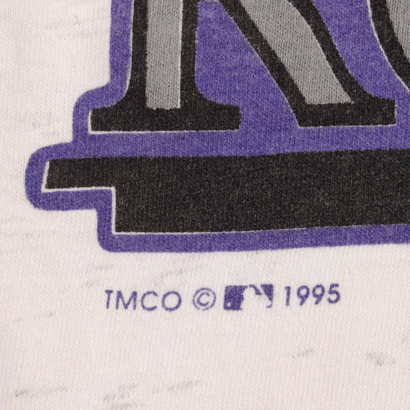 Vintage White MLB Colorado Rockies Tee Shirt 1991 Size Medium Made In USA With Single Stitch Sleeves