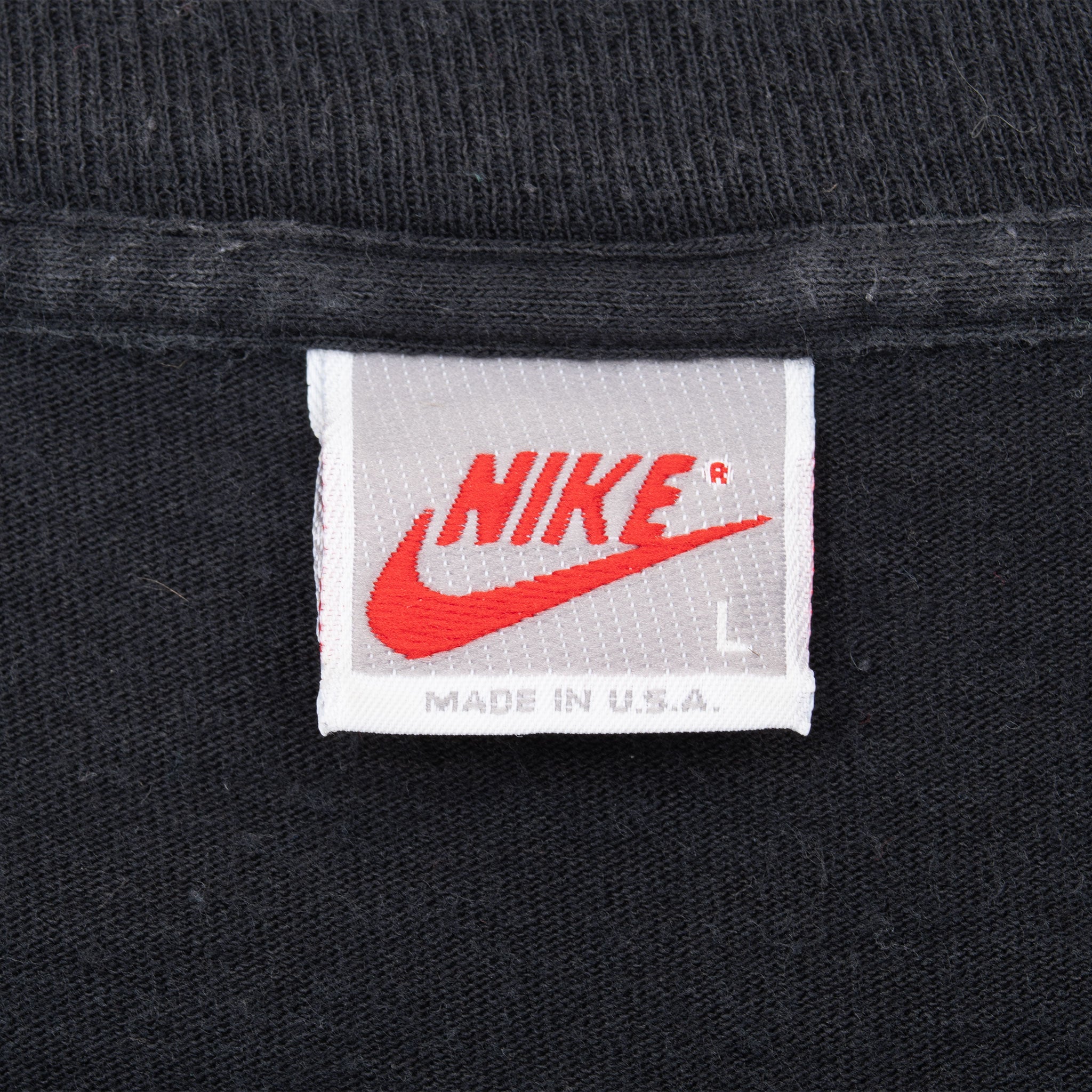 Vintage Black Nike Spell out Tee Shirt 1987-1994 Size Large Made In USA With Single Stitch Sleeves