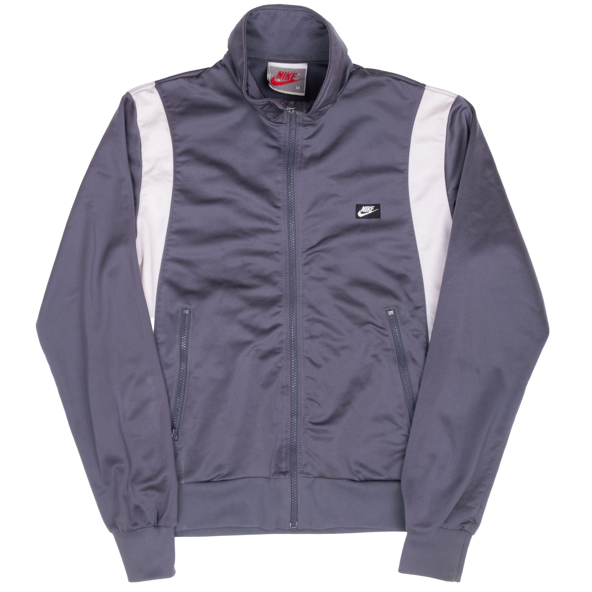 Vintage Nike Grey &  White Track Jacket 1980S Size Medium