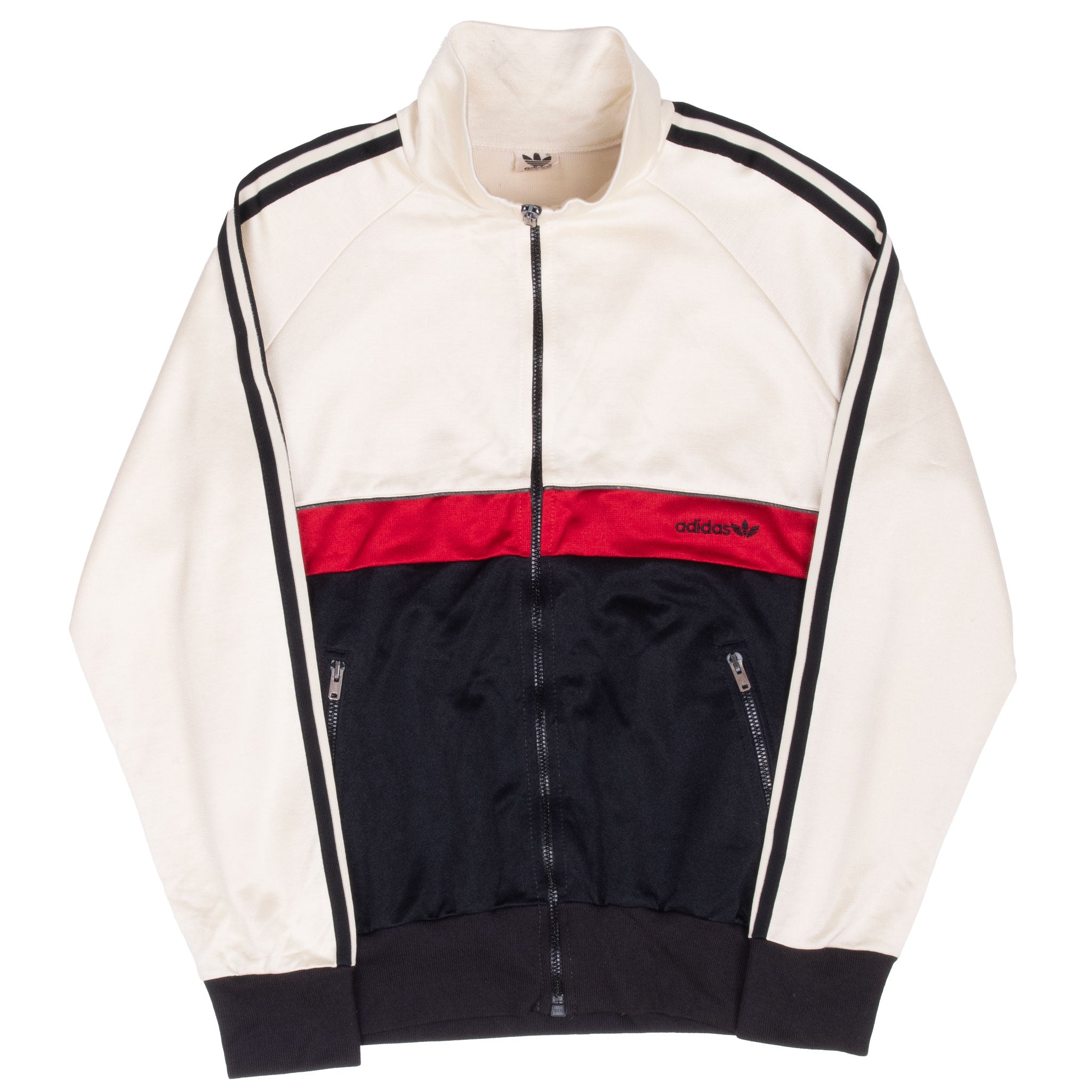 Vintage Adidas Ivory Red Black Track Jacket 1970S Size Medium