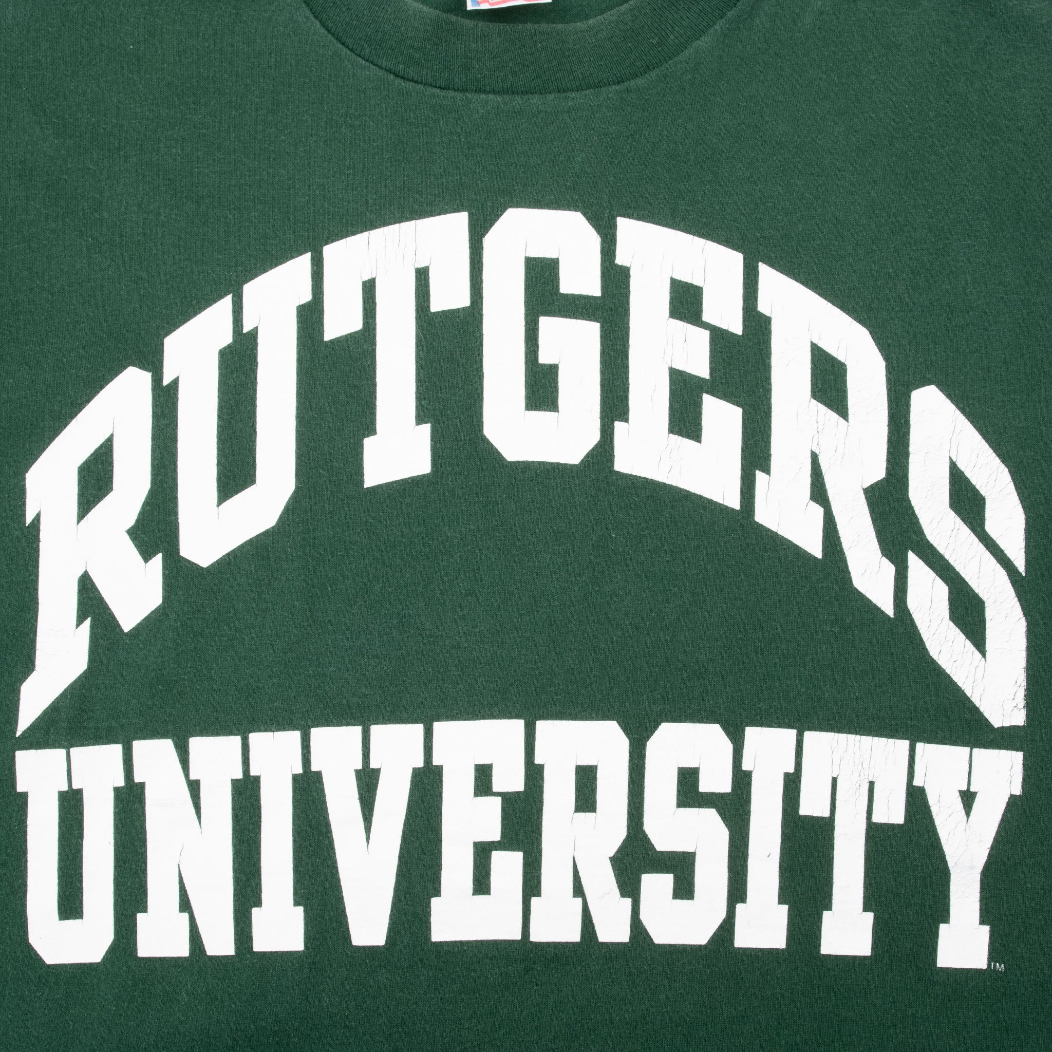 Vintage Rutgers University Green Tee Shirt 1990S Size XL Made In Usa With Single Stitch Sleeves