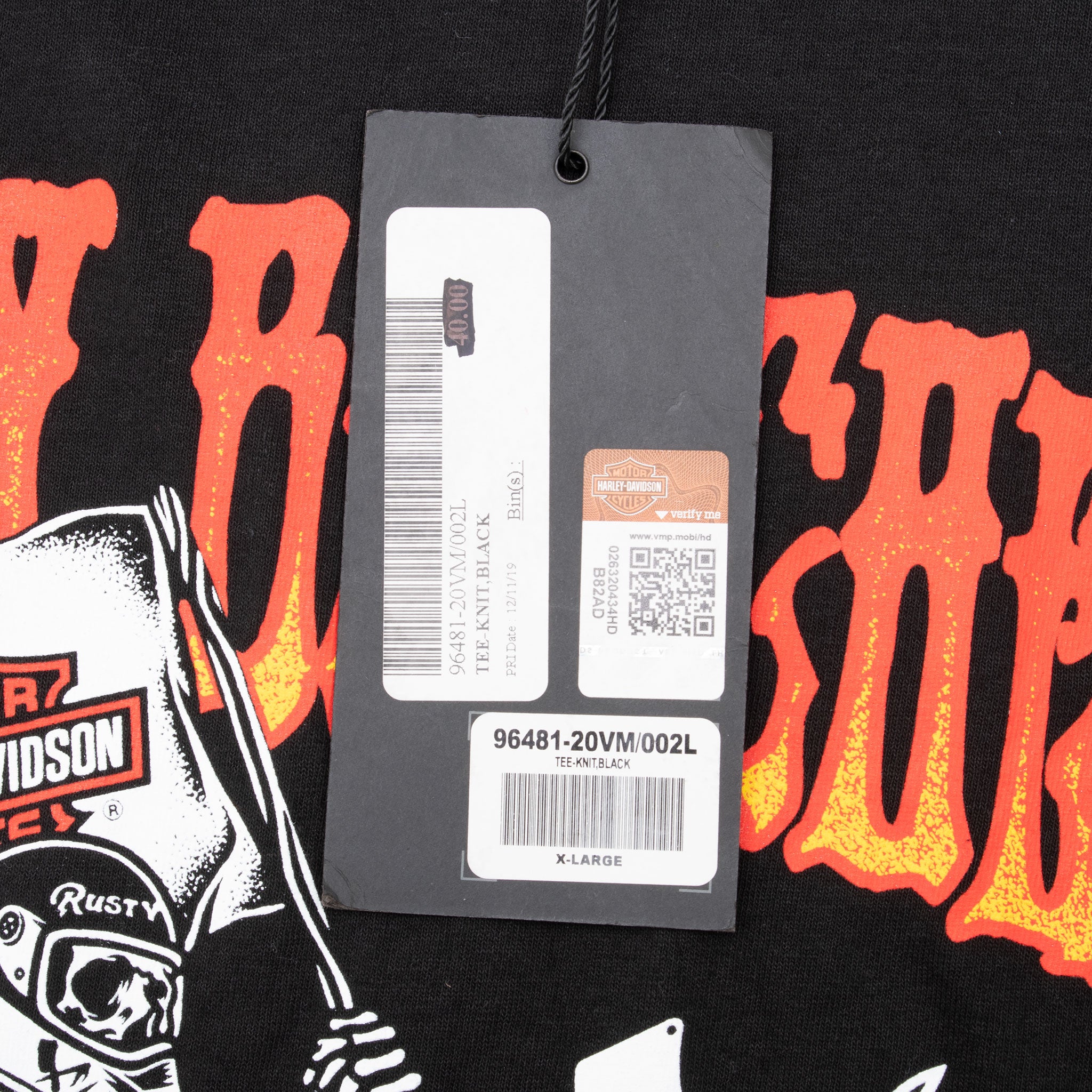 Vintage Harley Davidson Rusty Butcher Hooligan Tee Shirt Size XL Deadstock With Tags