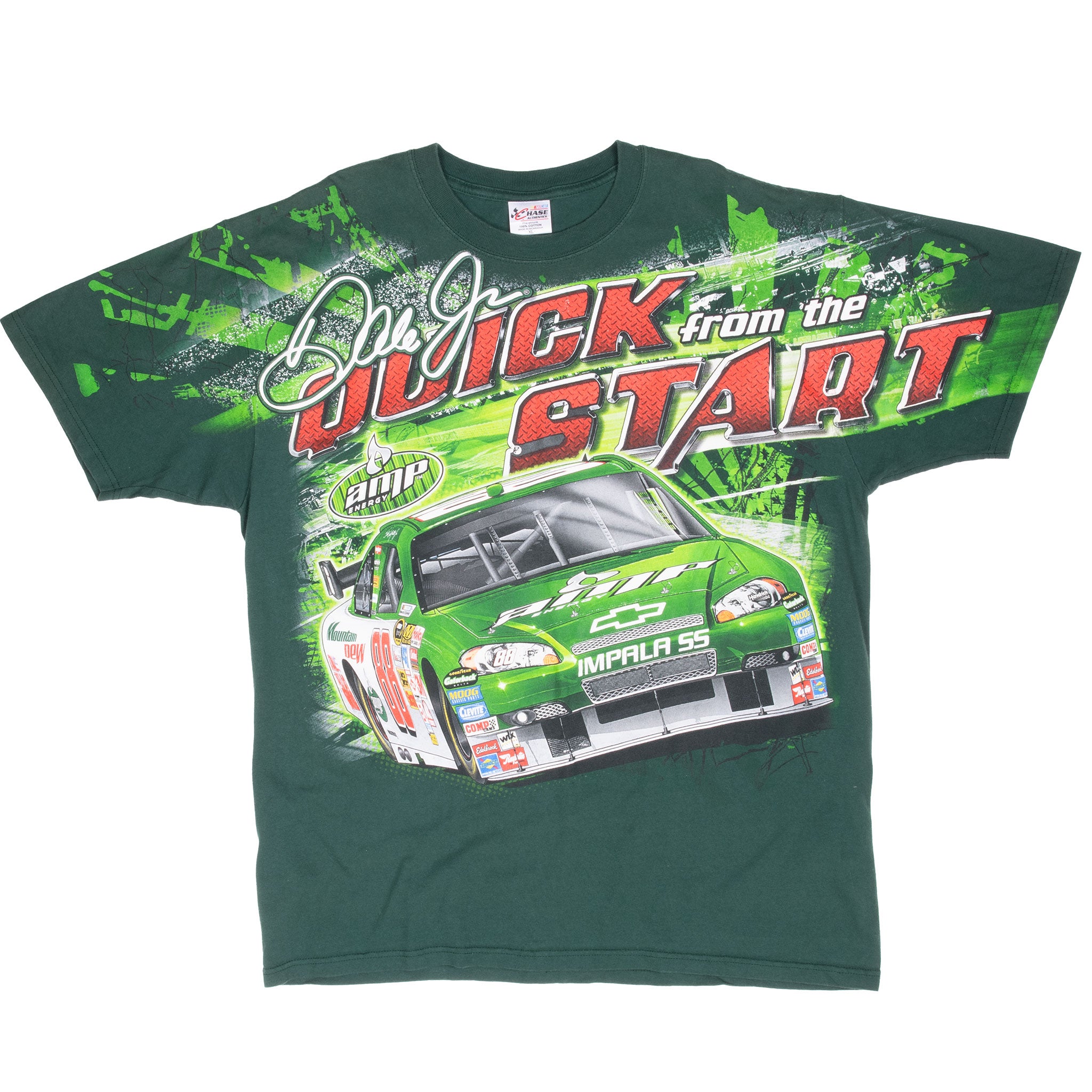 Vintage Nascar Dale Earnhardt Jr All Over Print Tee Shirt 2000S Size XL