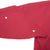 Close-up of burgundy sleeve showing two small light-colored flaws near the seam