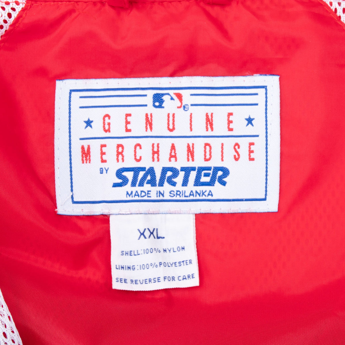 Starter MLB Genuine Merchandise label and XXL size tag inside red collar