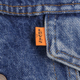 Vintage Levis Sherpa Trucker Denim Jacket Orange Tab Medium Wash Clean 1970s Size 40R Made In USA  Back Button #527