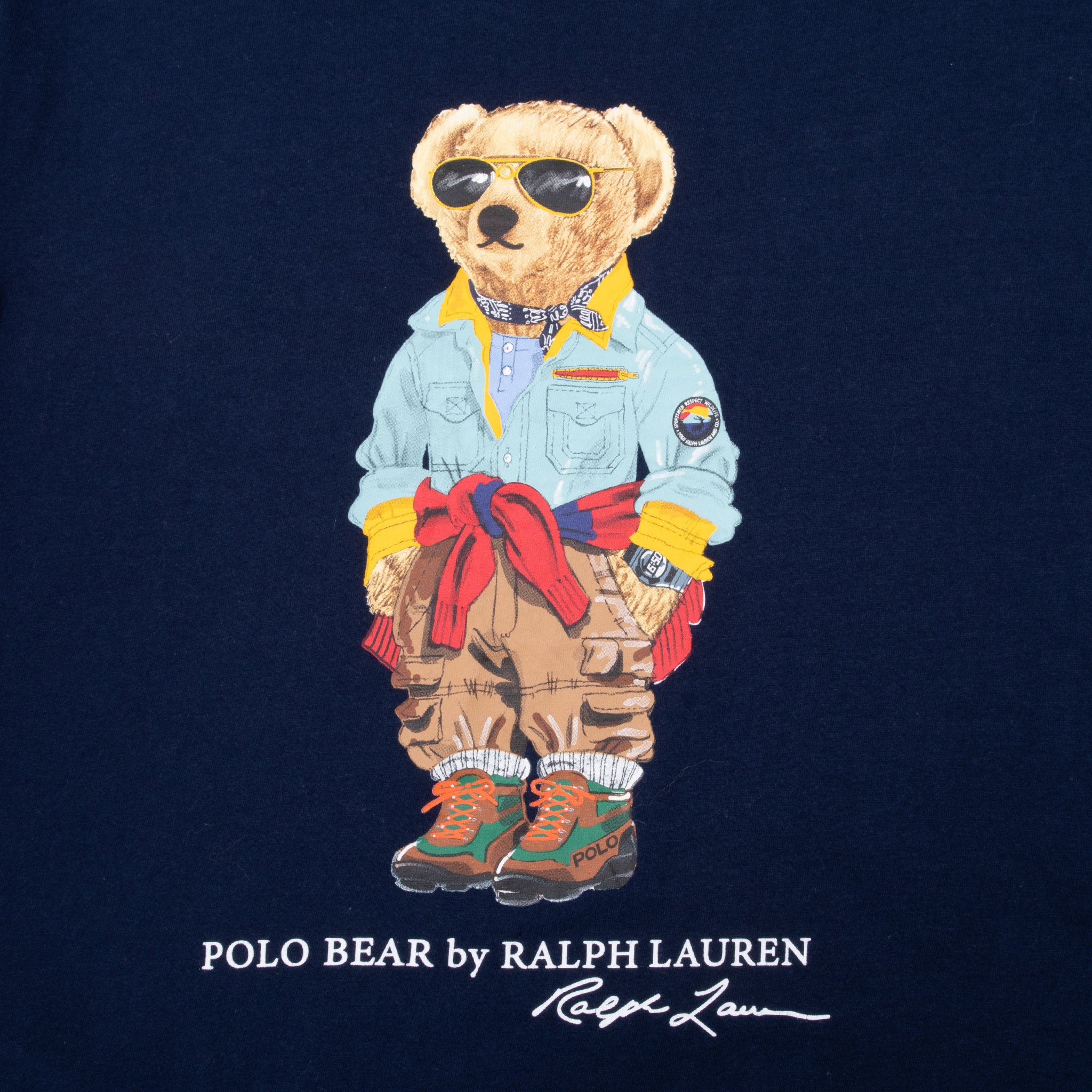 Vintage Polo Bear Ralph Lauren Blue Tee Shirt Size 2XL Big With Single Stitch Sleeves