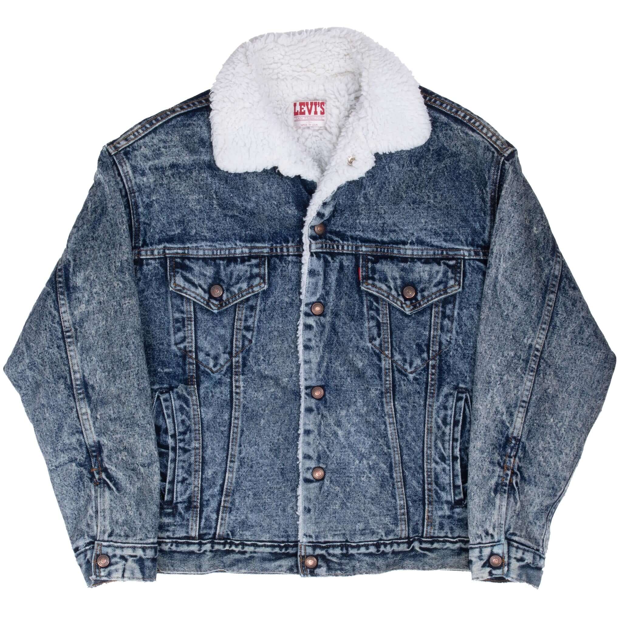 Vintage Levis Sherpa Trucker Denim Jacket Medium Wash Clean 1980s Size Small Made In USA