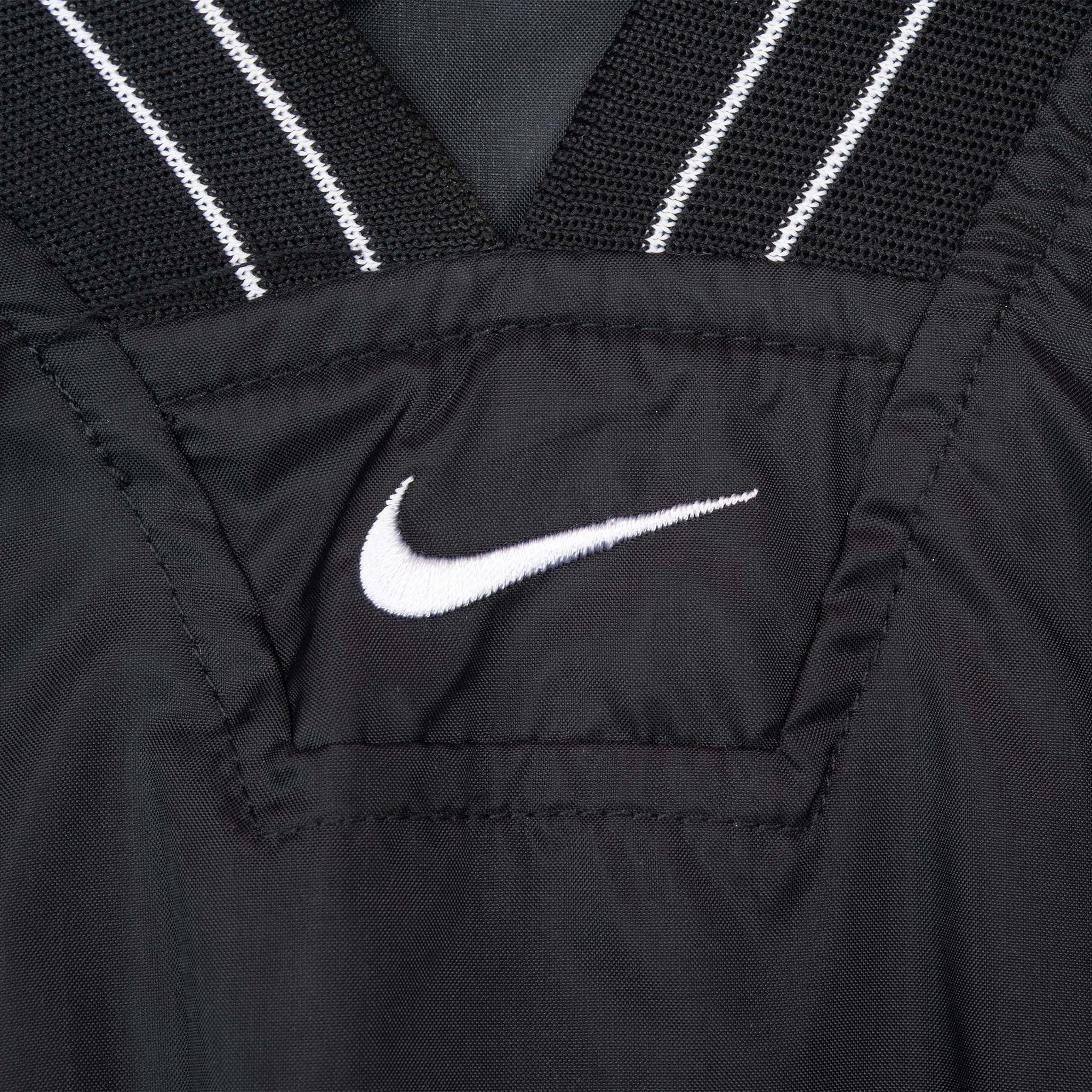 VINTAGE NIKE CENTER SWOOSH BLACK PULLOVER WINDBREAKER JACKET 1990S MEDIUM