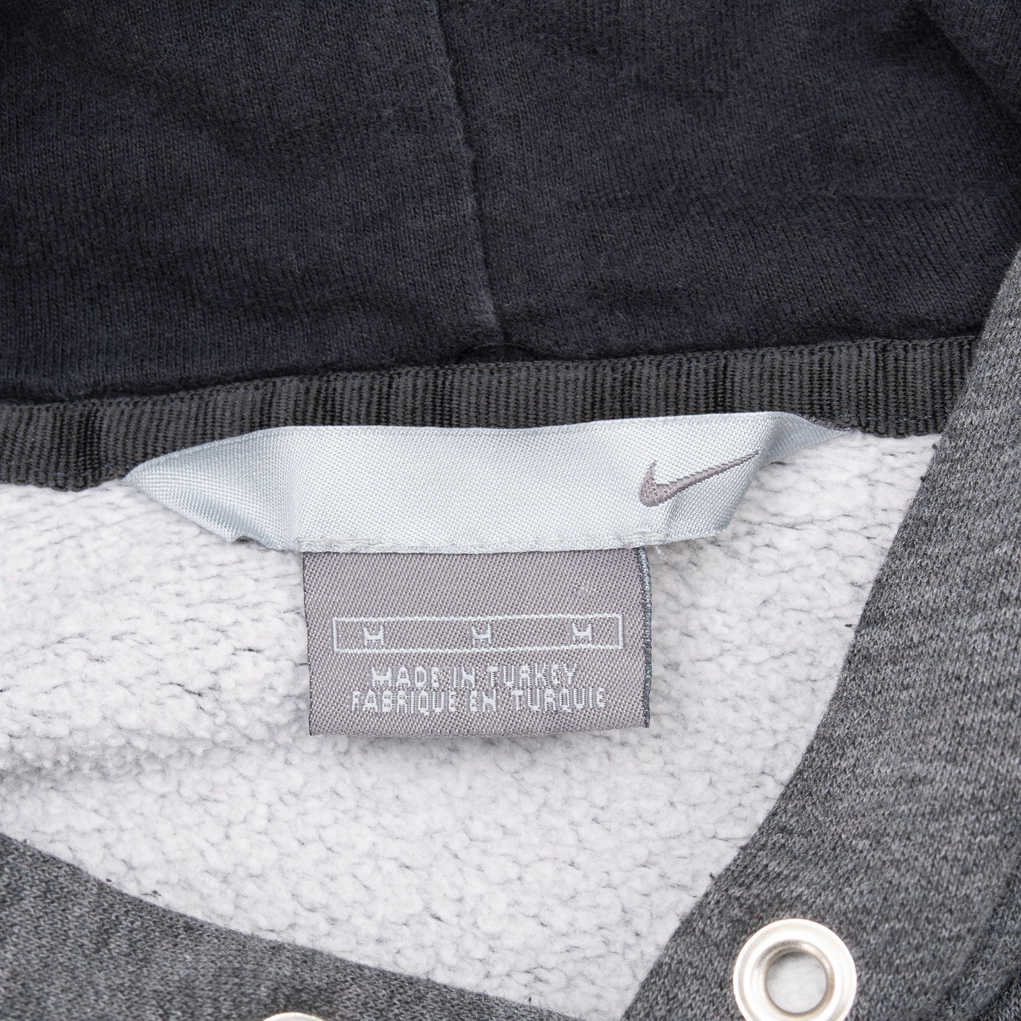 VINTAGE NIKE CLASSIC SWOOSH DARK GREY HOODIE SWEATSHIRT 2000S MEDIUM