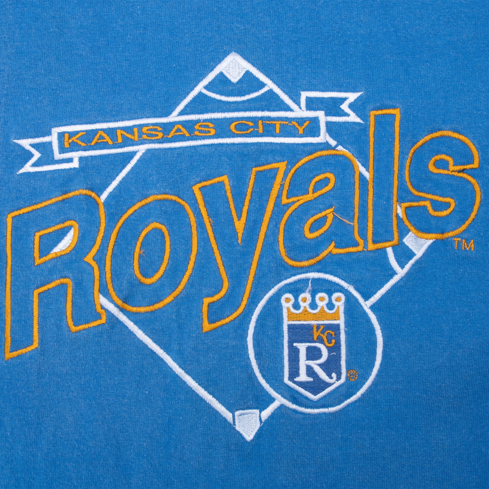 Vintage Mlb Kansas City Royals Embroidered 1990S Tee Shirt Size Large Made In Usa With Single Stitch Sleeves