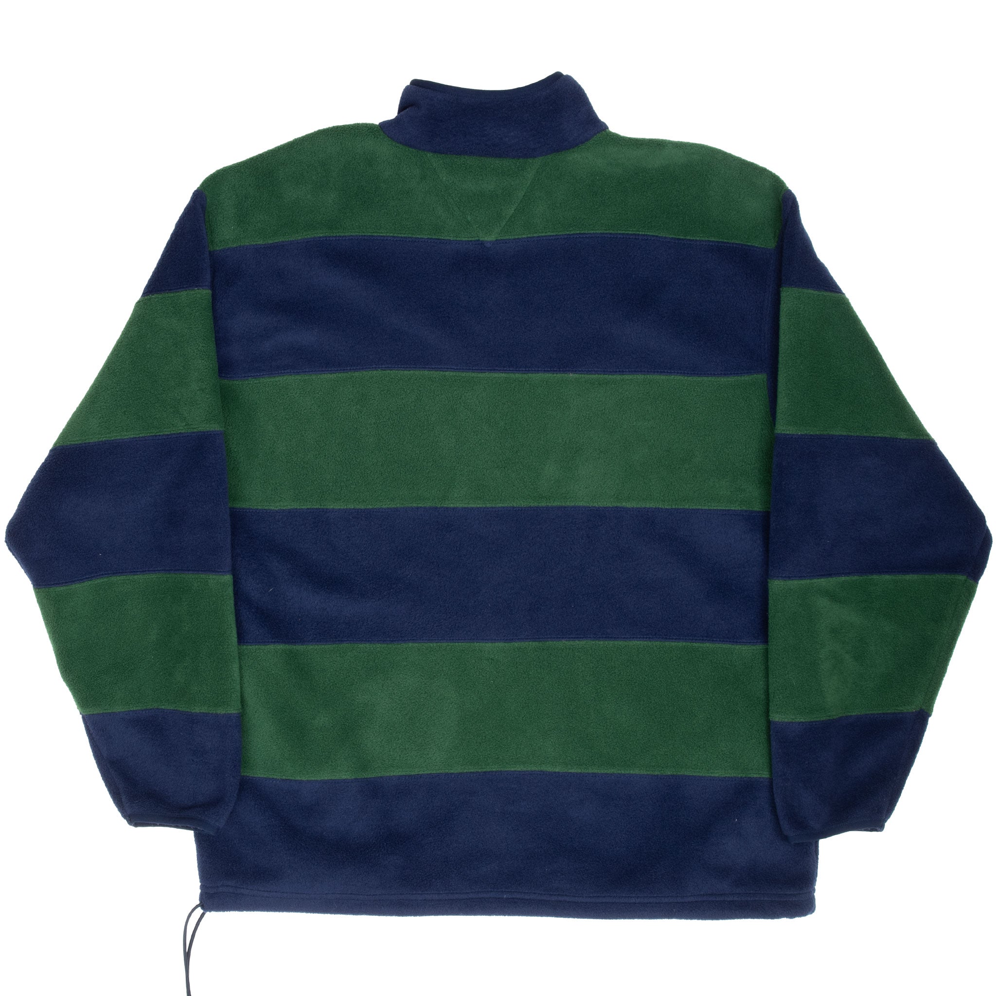 Vintage Tommy Hilfiger Blue Green Stripes Pullover Fleece Jacket 1990S Size Medium