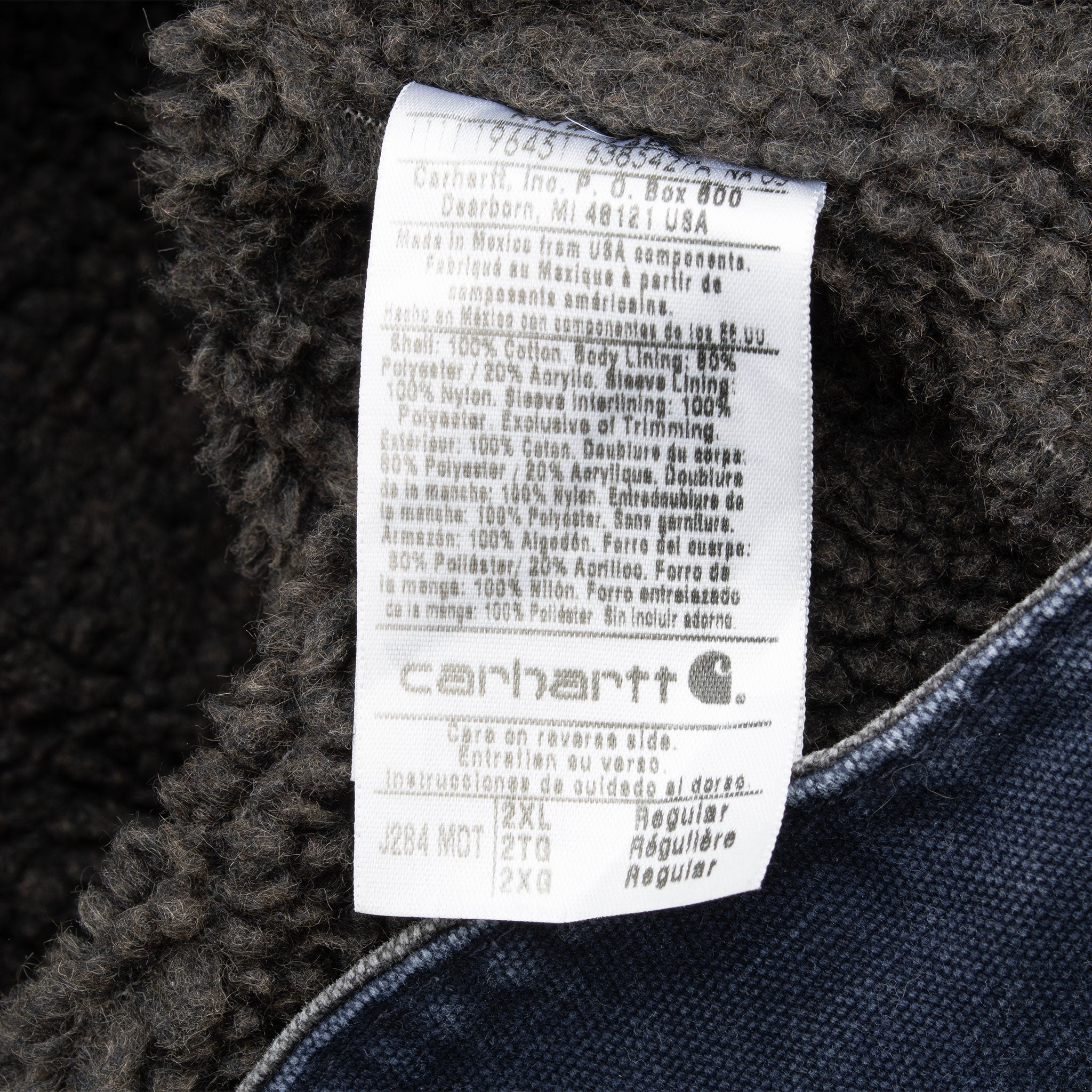VINTAGE CARHARTT NAVY BLUE SHERPA LINED HOODED JACKET 2011 J284 MDT 2XL