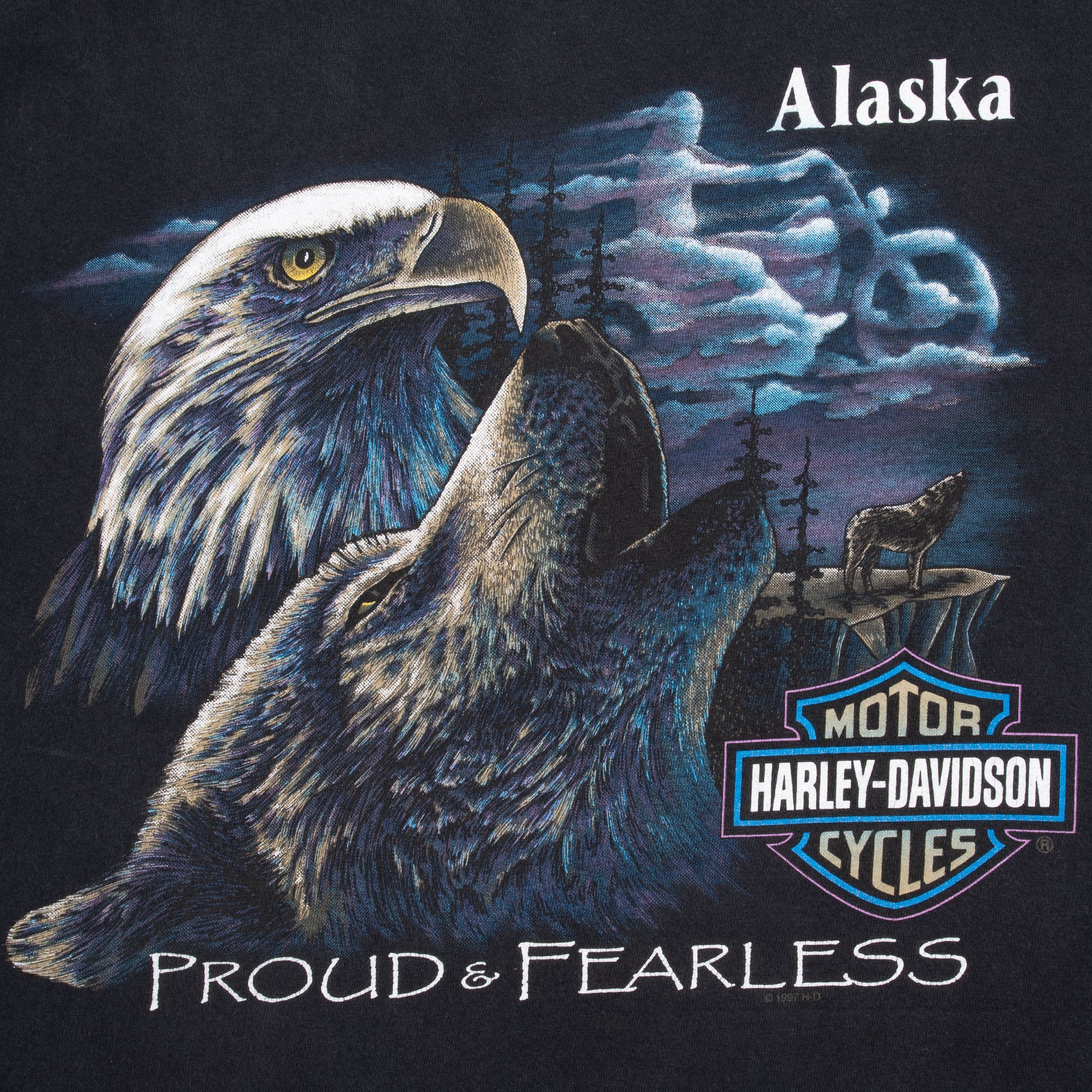 Vintage Harley Davidson Wolf Eagle Alaska 2003 Tee Shirt Large Made In USA