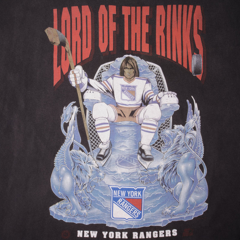 Vintage NHL New York Rangers Lord Of Rinks 1990S Starter Tee Shirt Size 2XL Made In USA With Single Stitch Sleeves