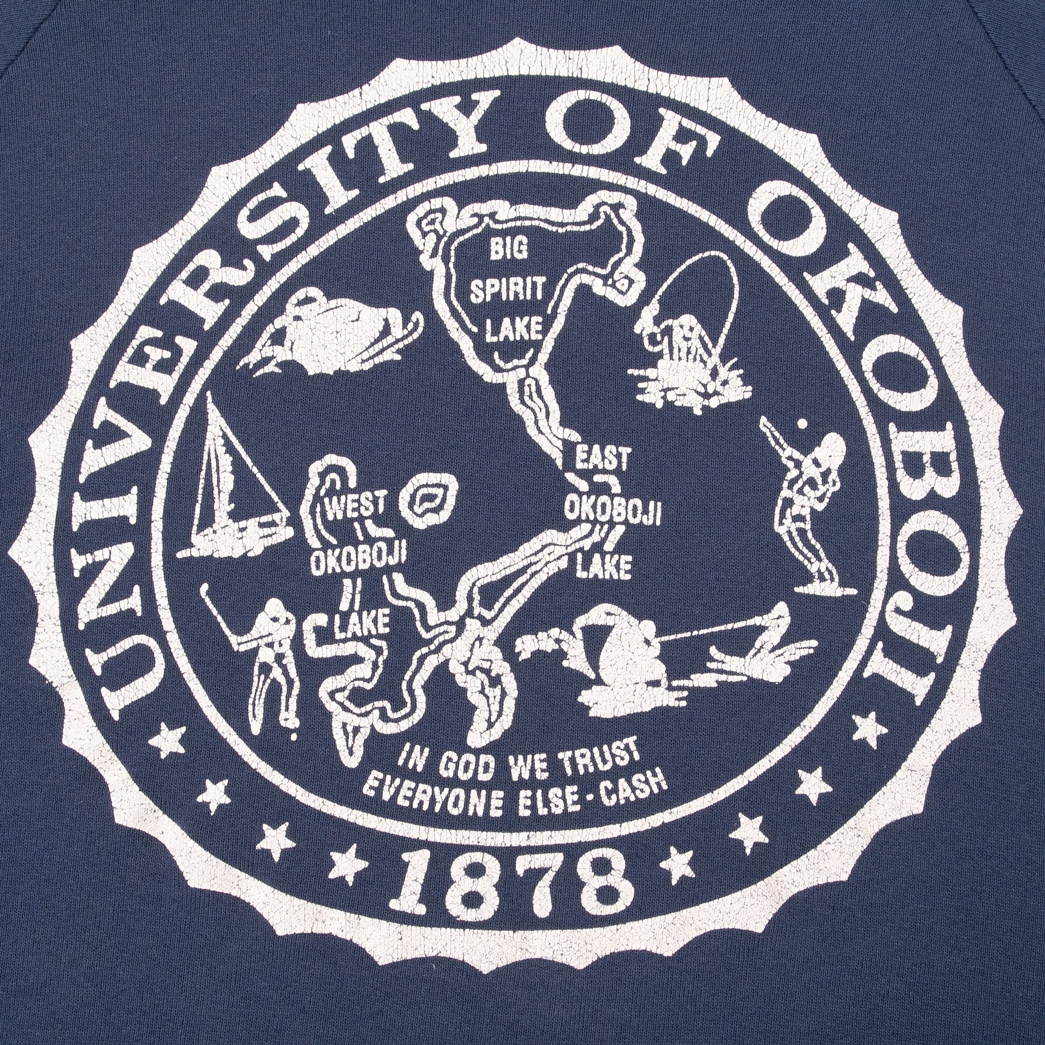 VINTAGE UNIVERSITY OF OKOBOJI 1980S SWEATSHIRT SIZE LARGE MADE IN USA
