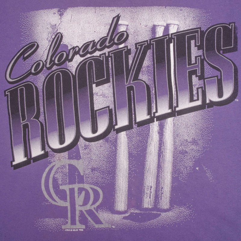 Vintage Purple MLB Colorado Rockies Tee Shirt 1996 Size XL