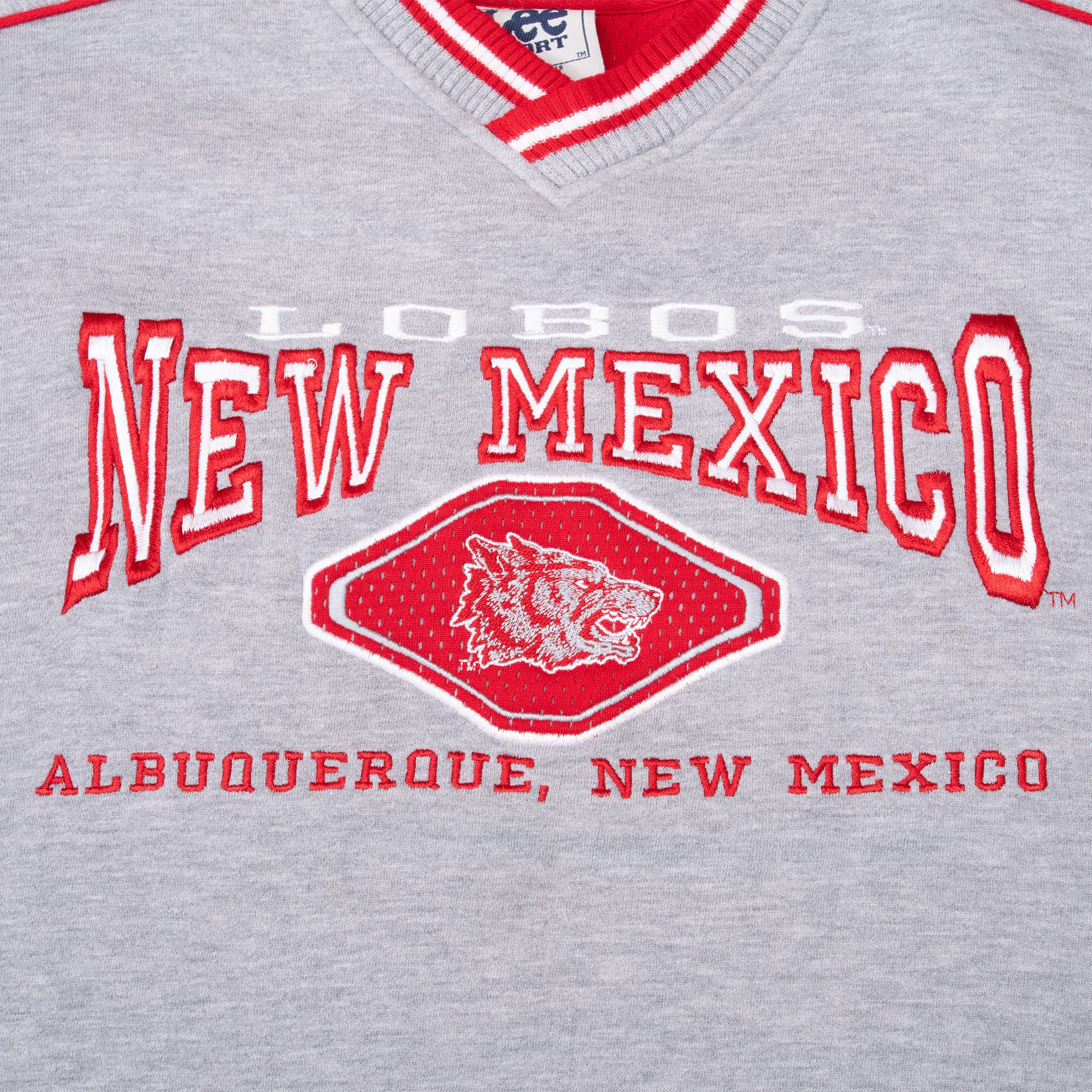 VINTAGE NCAA UNIVERSITY OF NEW MEXICO LOBOS EMBROIDERED SWEATSHIRT 1990S LARGE