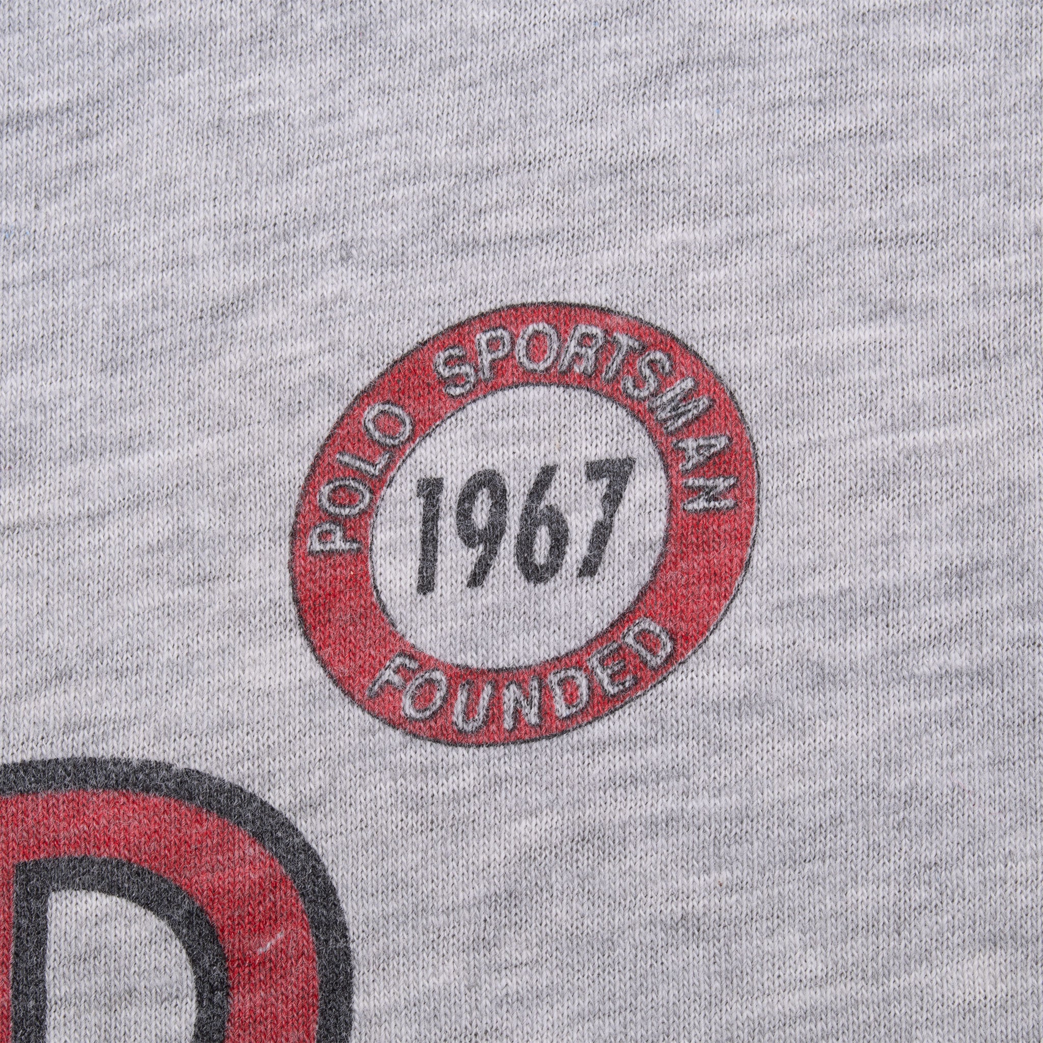 Vintage Ralph Lauren Mallard Rolled Oats Grey Tee Shirt 1990S Size Large With Single Stitch Sleeves